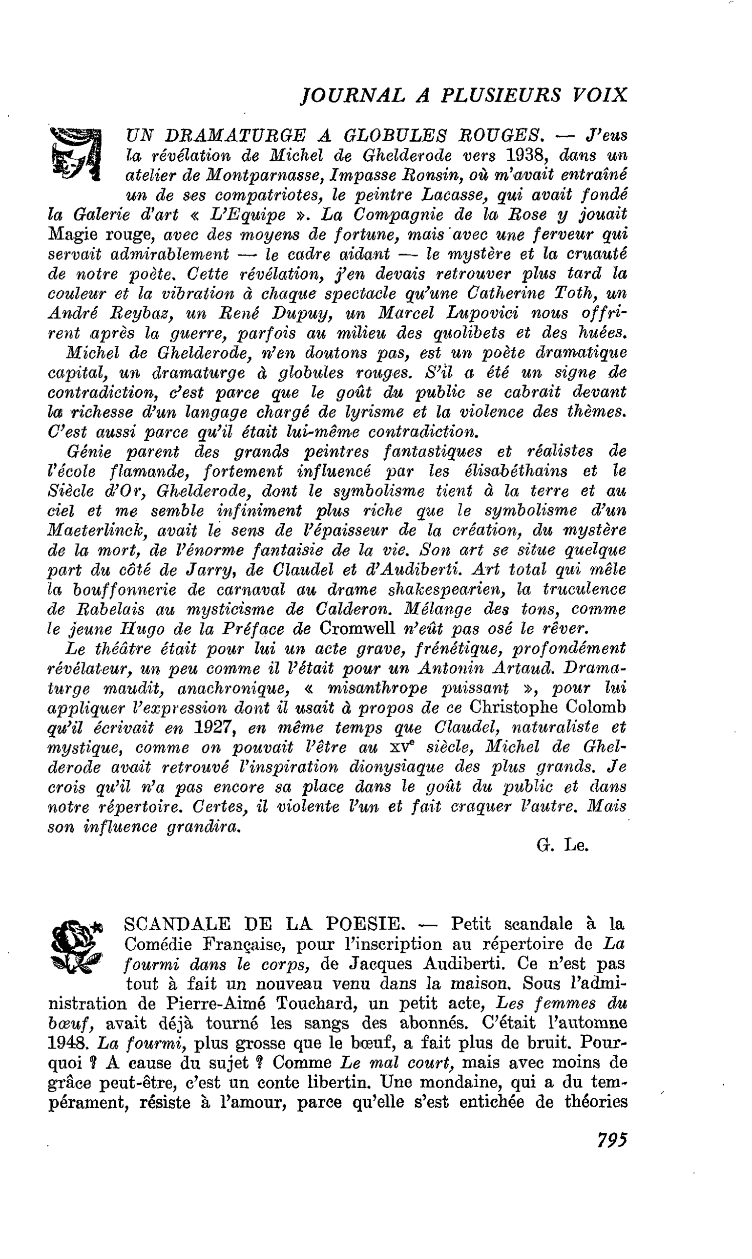 SCANDALE DE LA POESIE