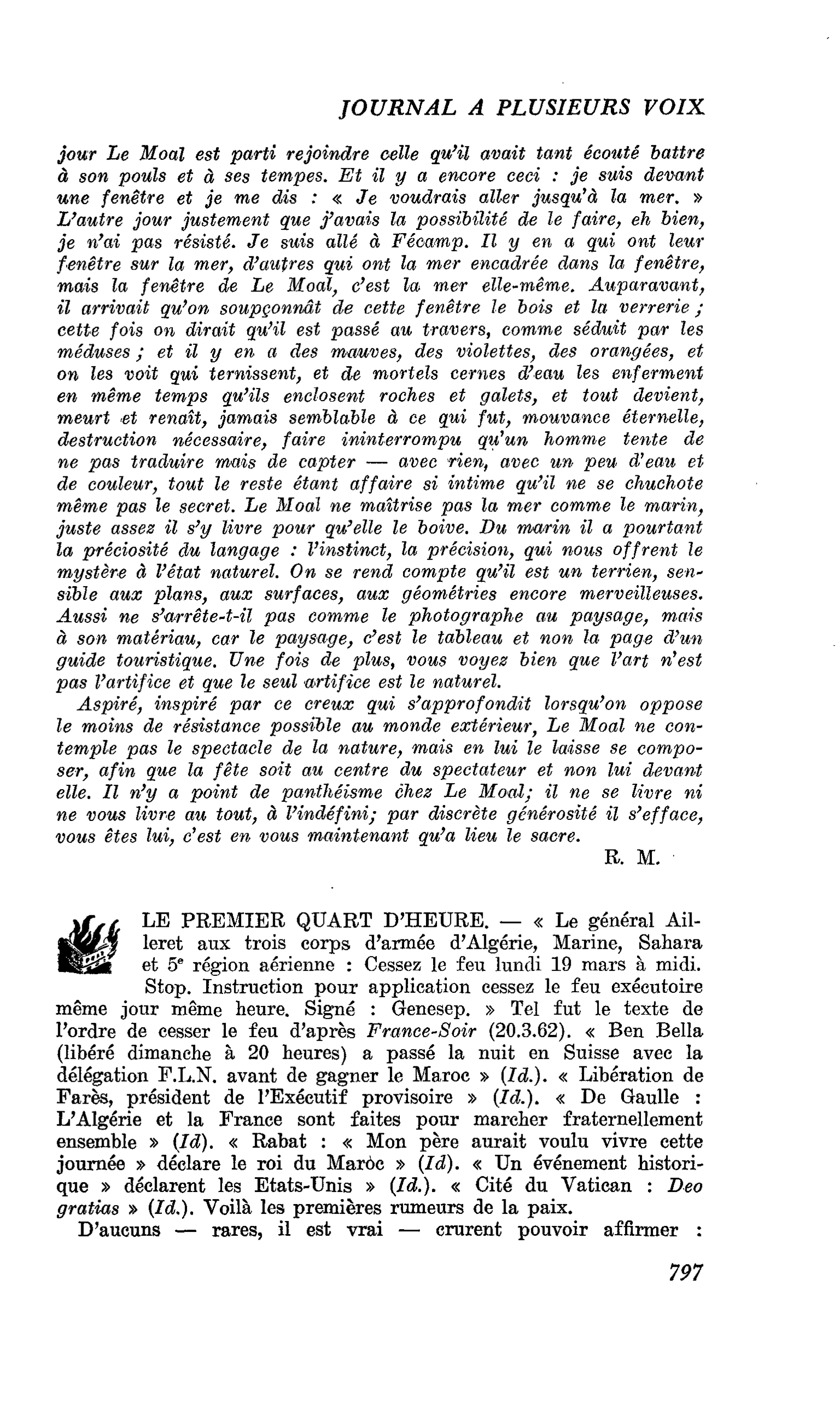 LE PREMIER QUART D’HEURE