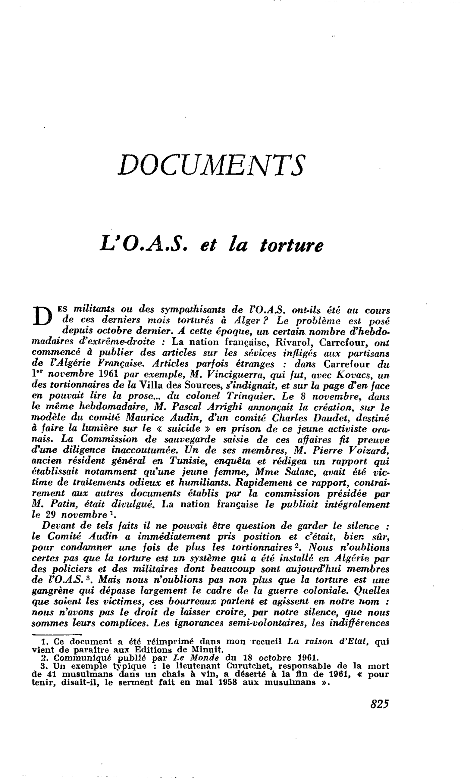 L’O.A.S. et la torture