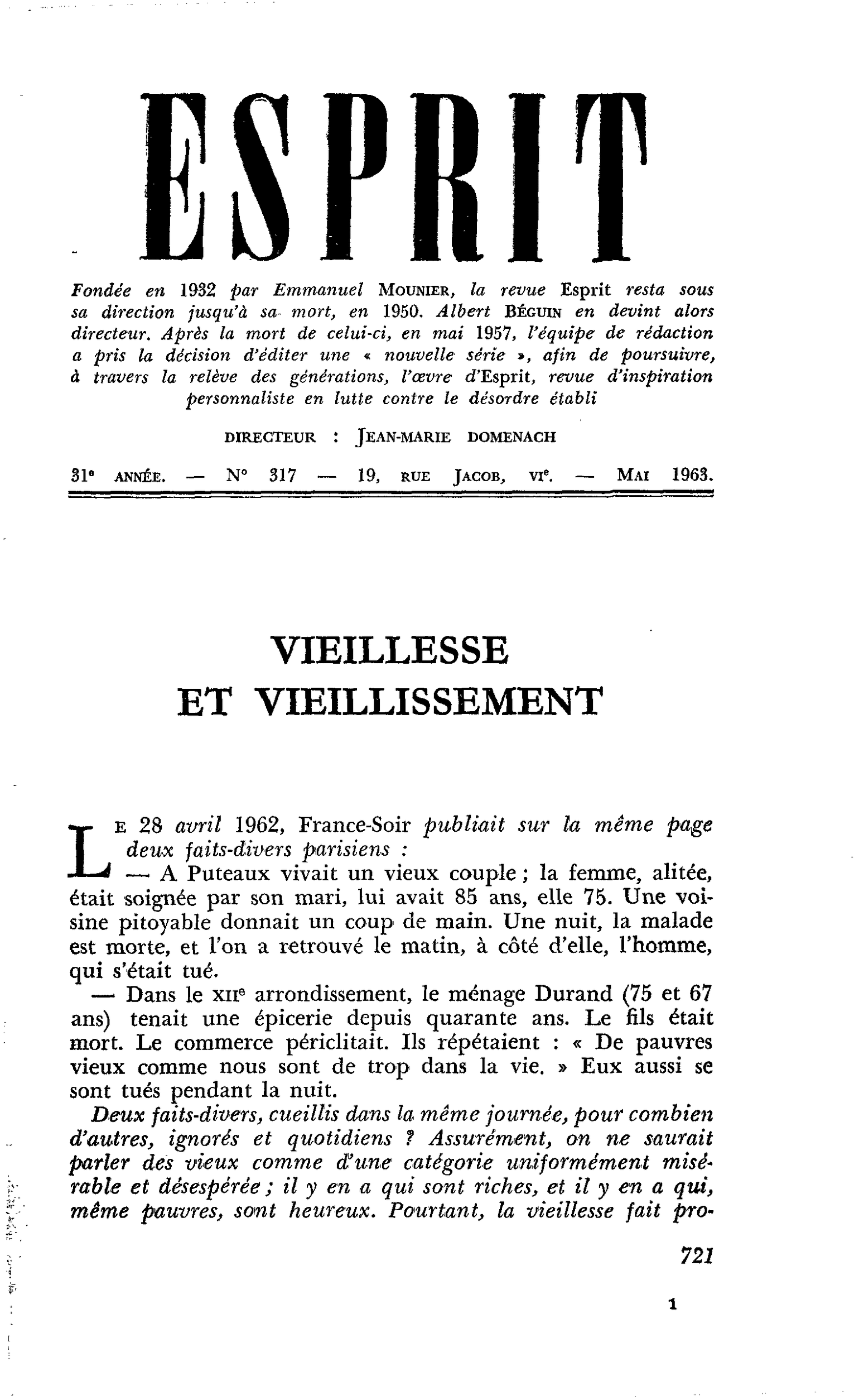VIEILLESSE ET VIEILLISSEMENT