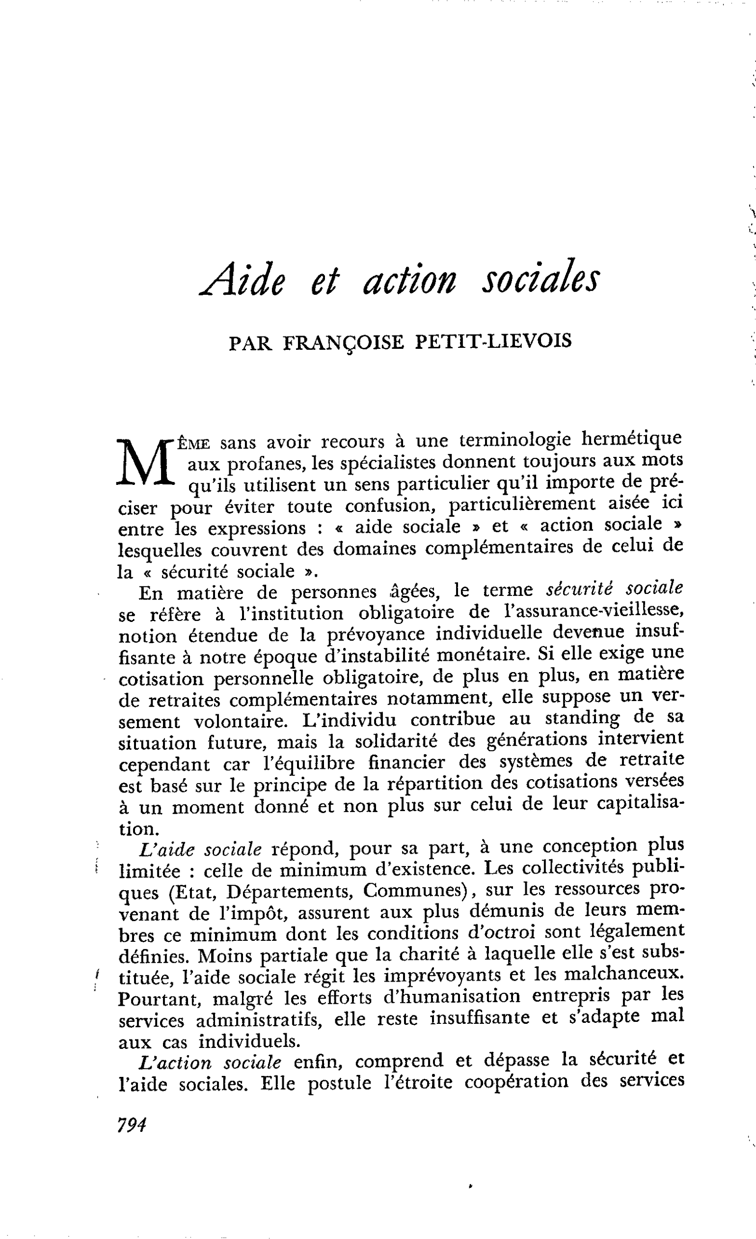 Aide et action sociales