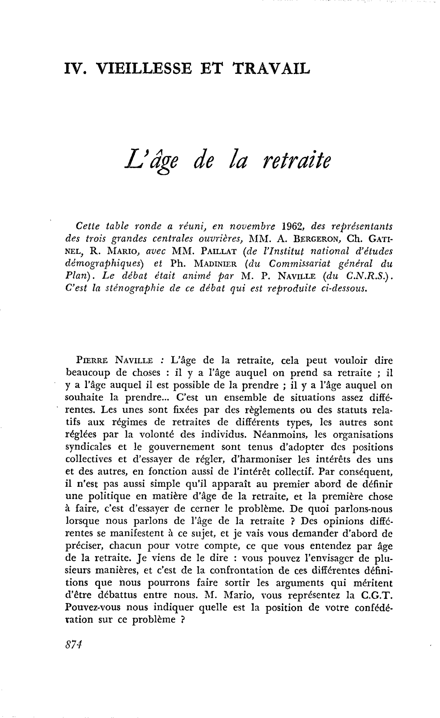 L’âge de la retraite