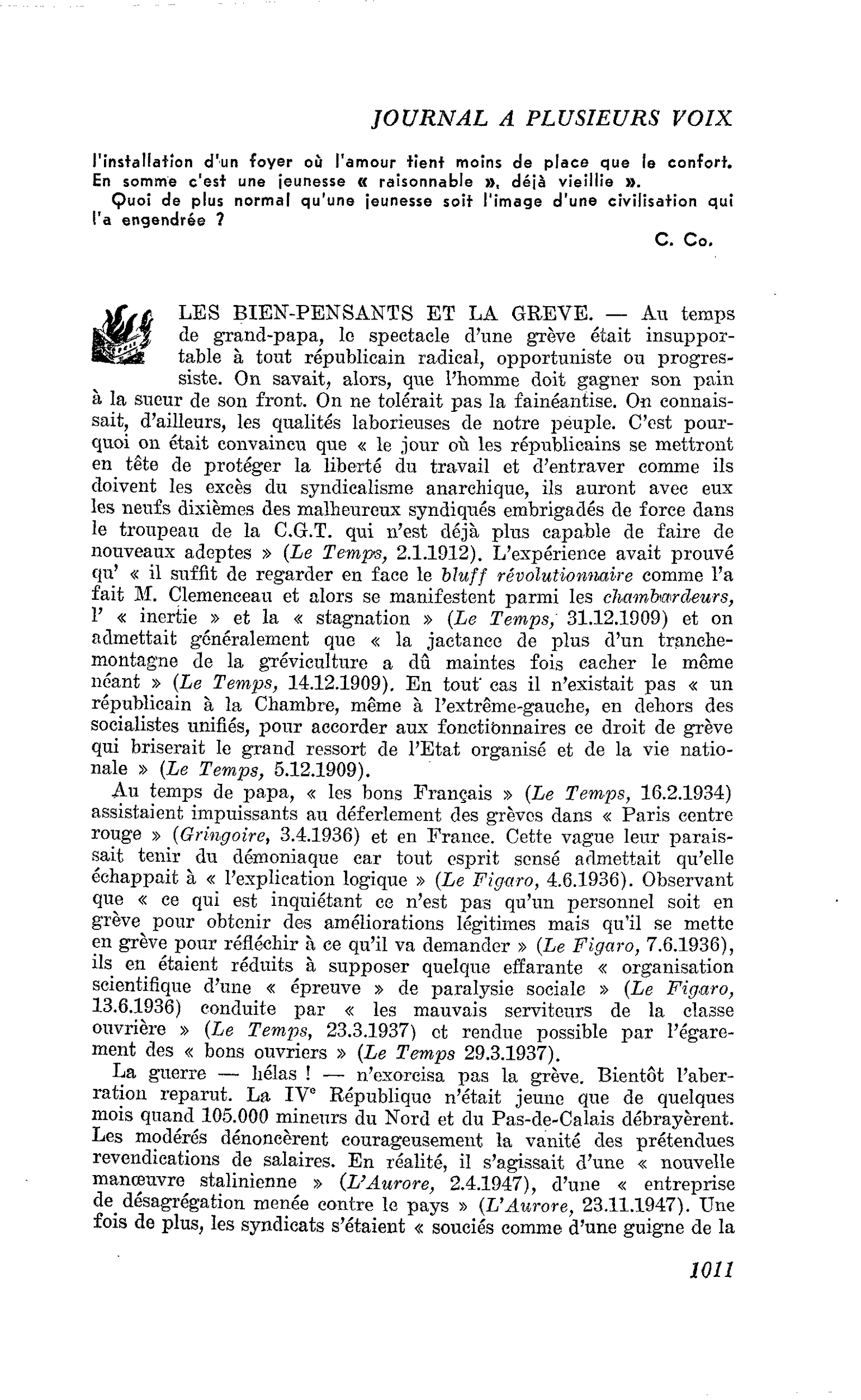 LES BIEN-PENSANTS ET LA GREVE