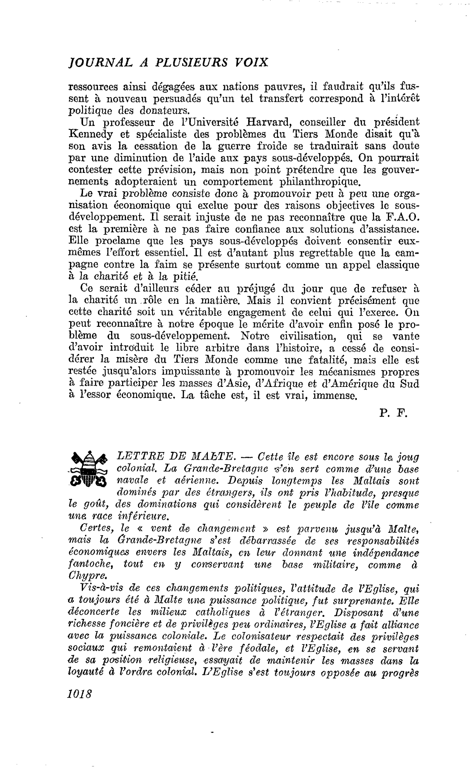 LETTRE DE MALTE