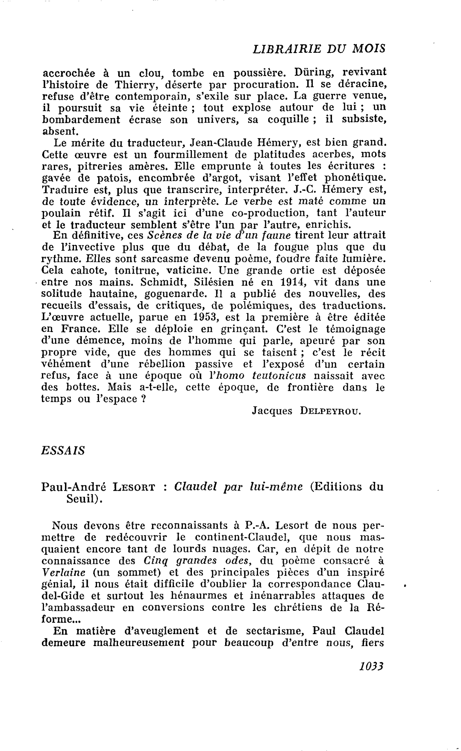 Paul-André Lesort : Claudel par lui-même