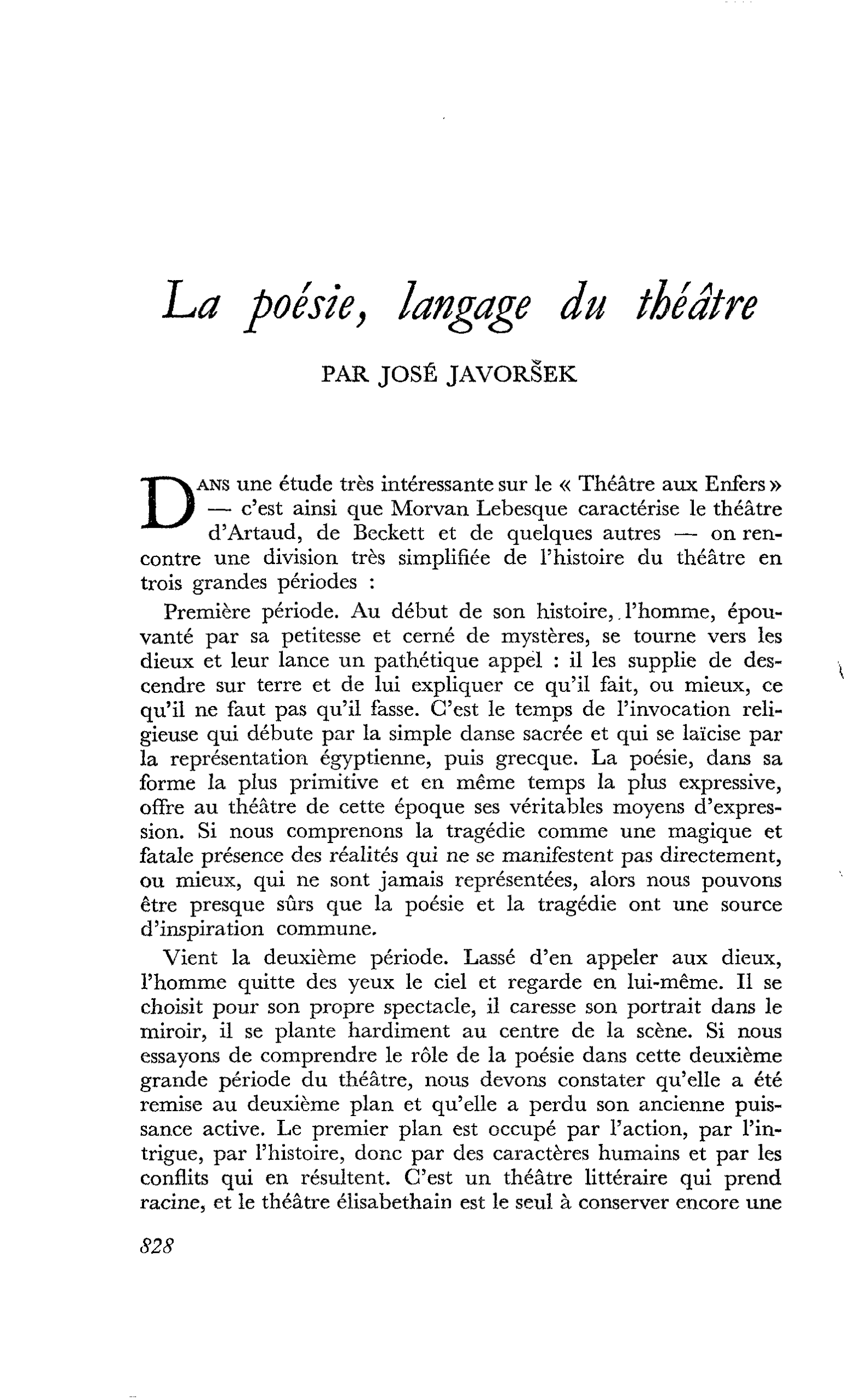 La poésie, langage du théâtre