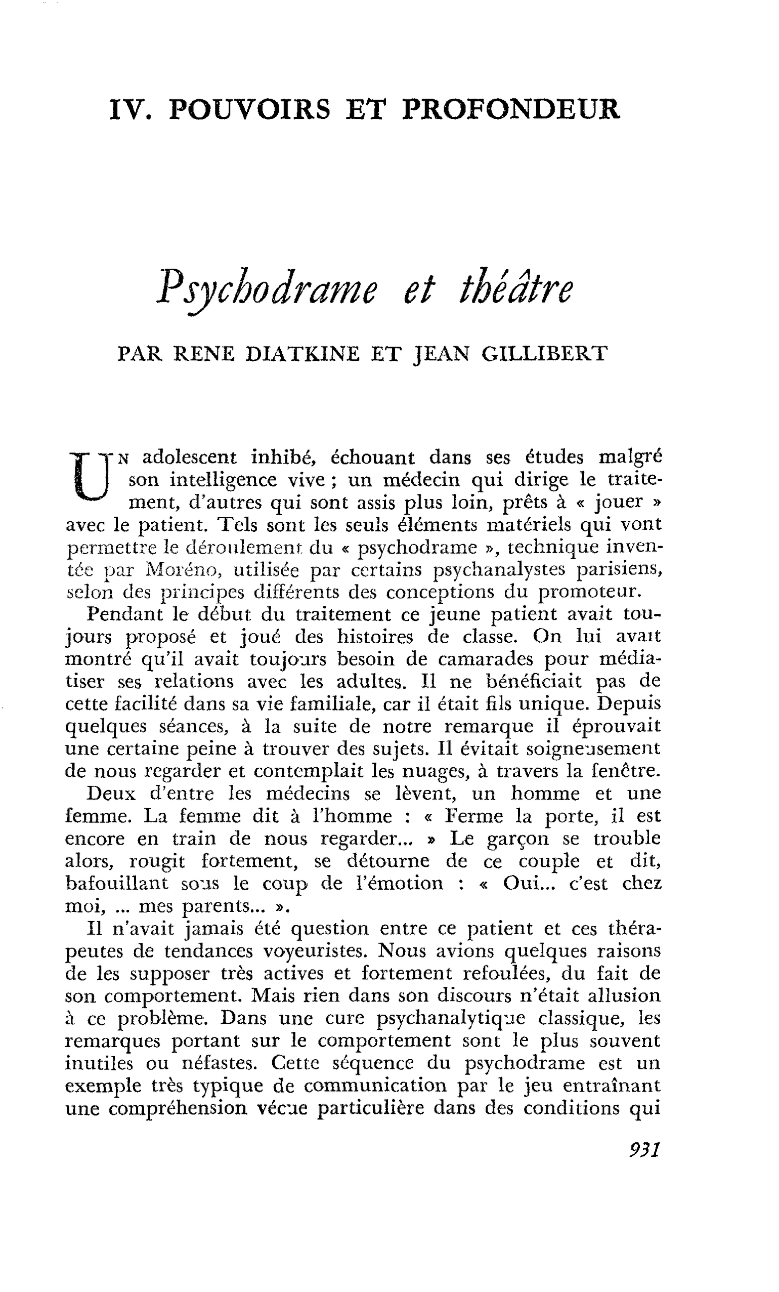 Psychodrame et théâtre