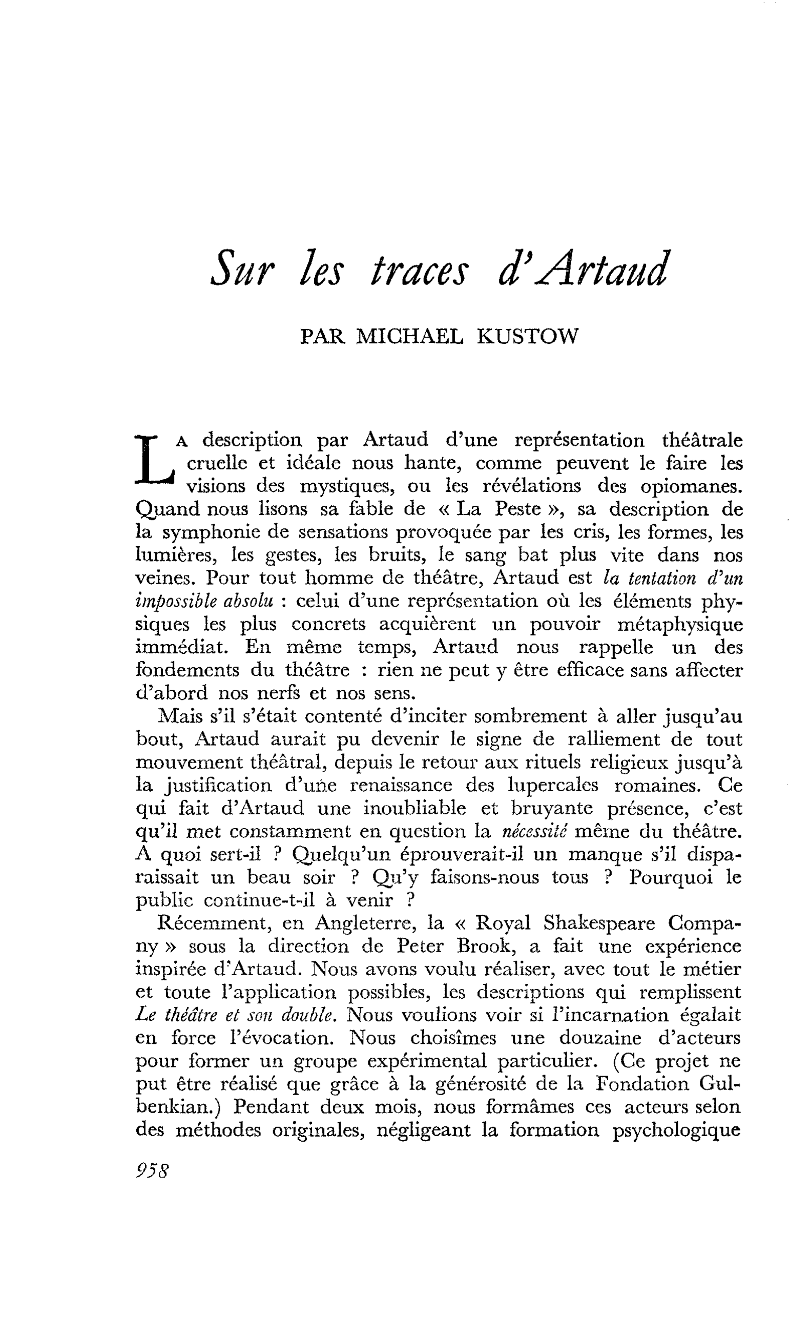 Sur les traces d’Artaud