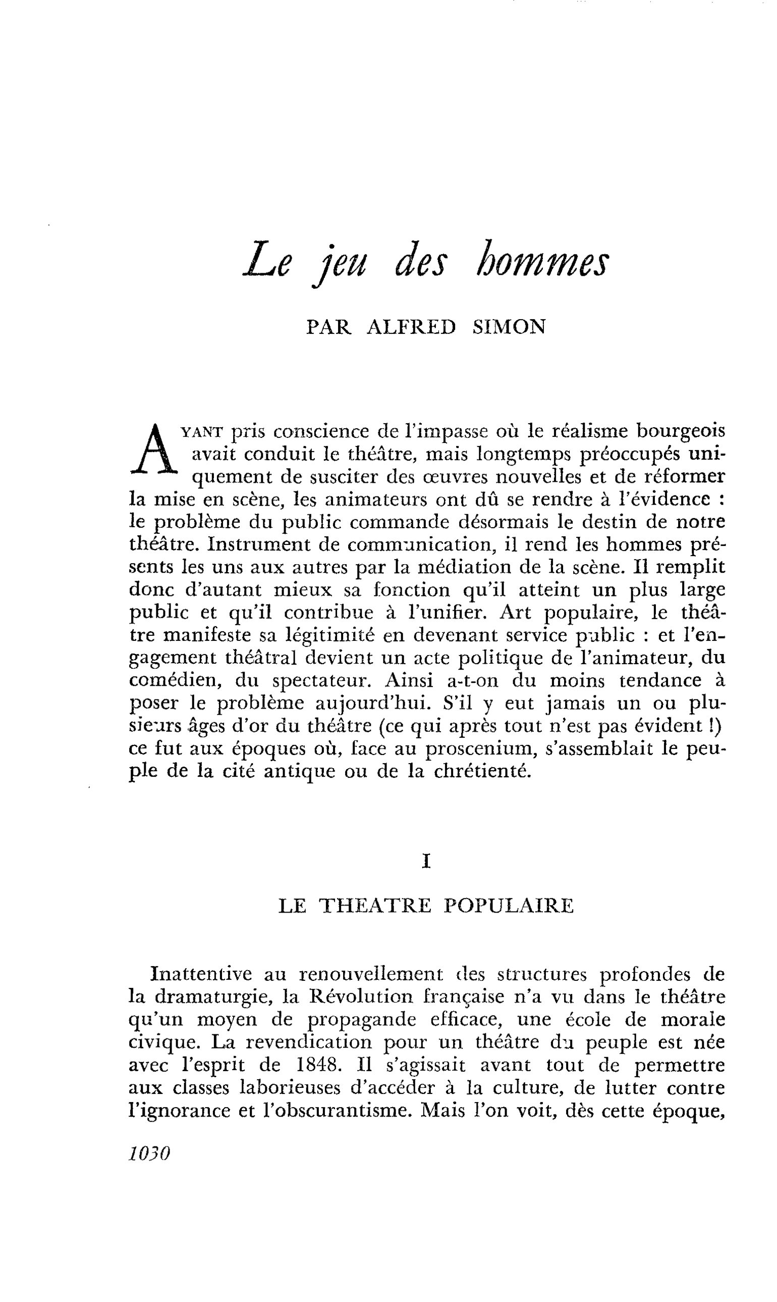 Le jeu des hommes