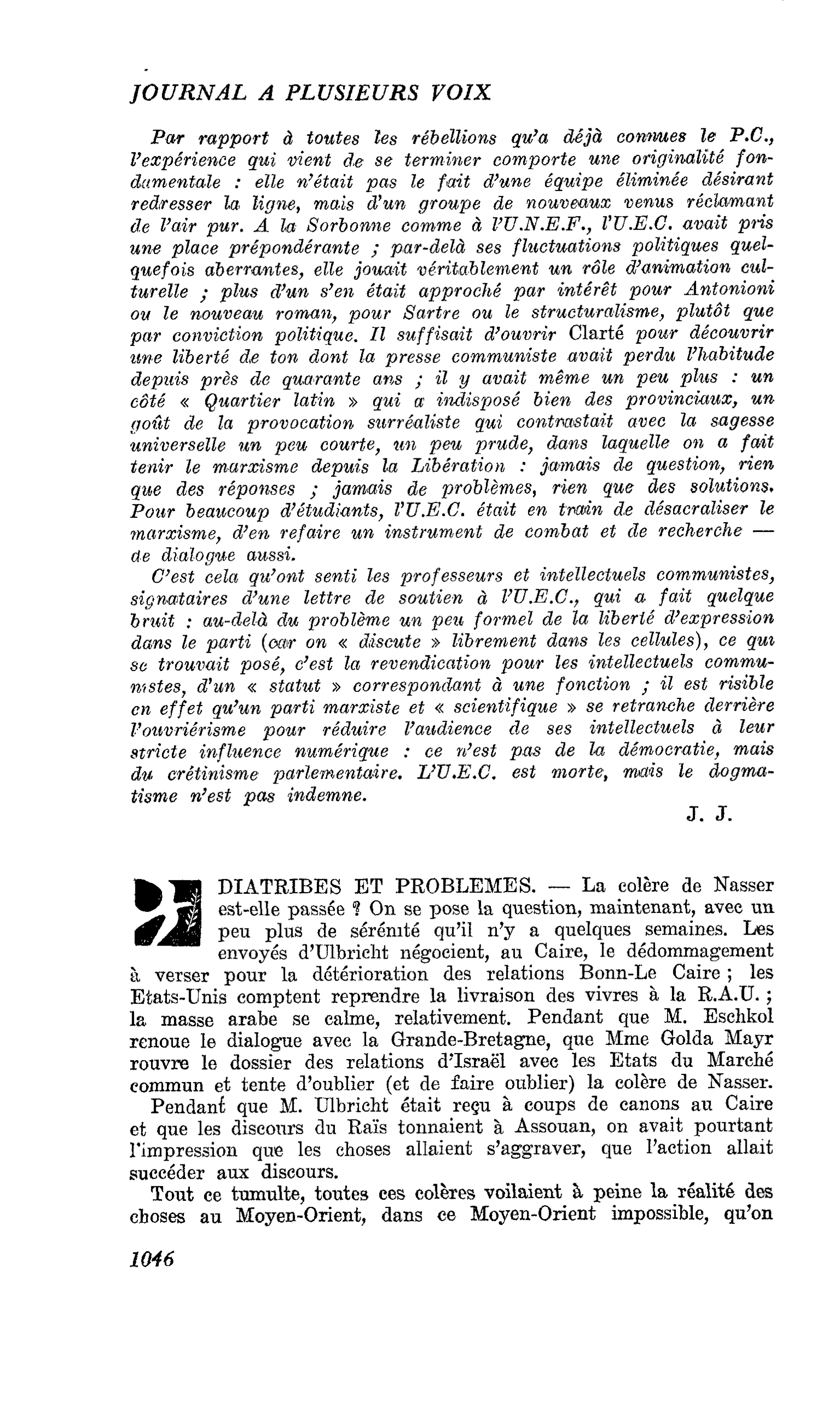 DIATRIBES ET PROBLEMES
