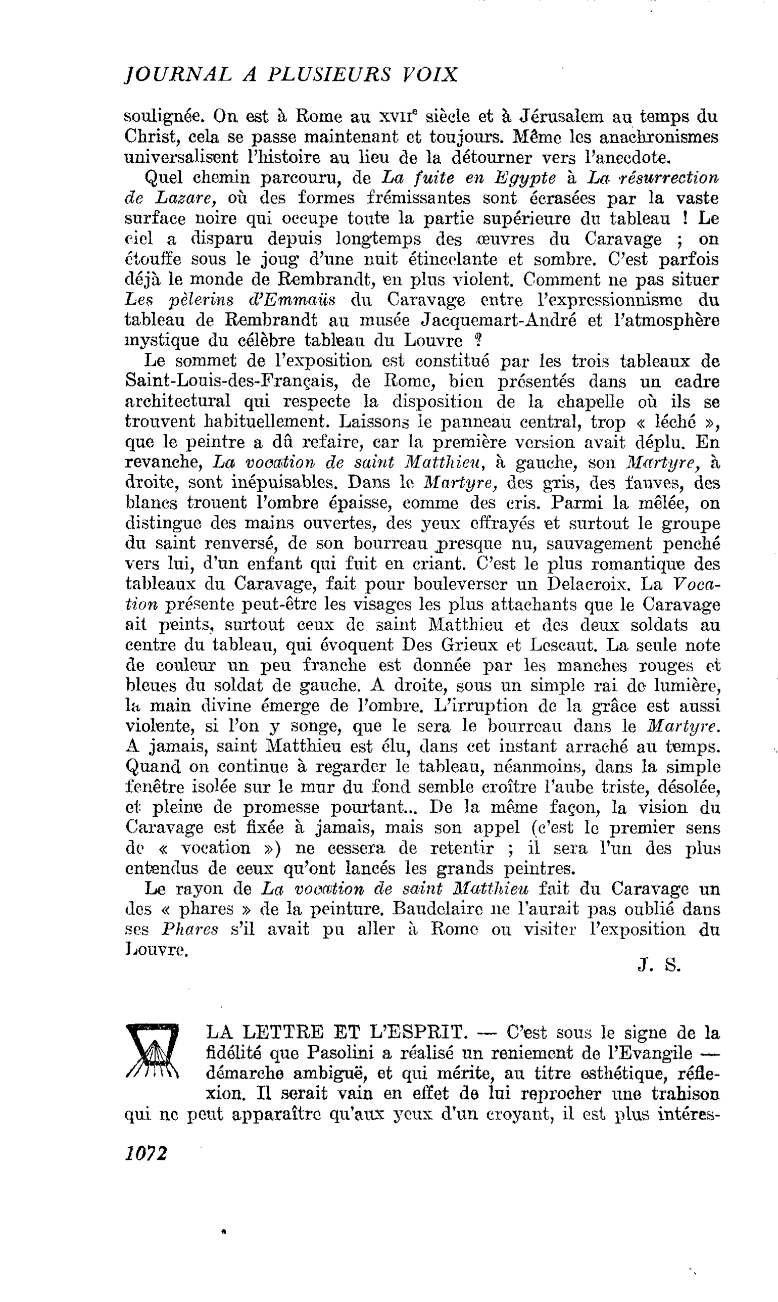LA LETTRE ET L’ESPRIT