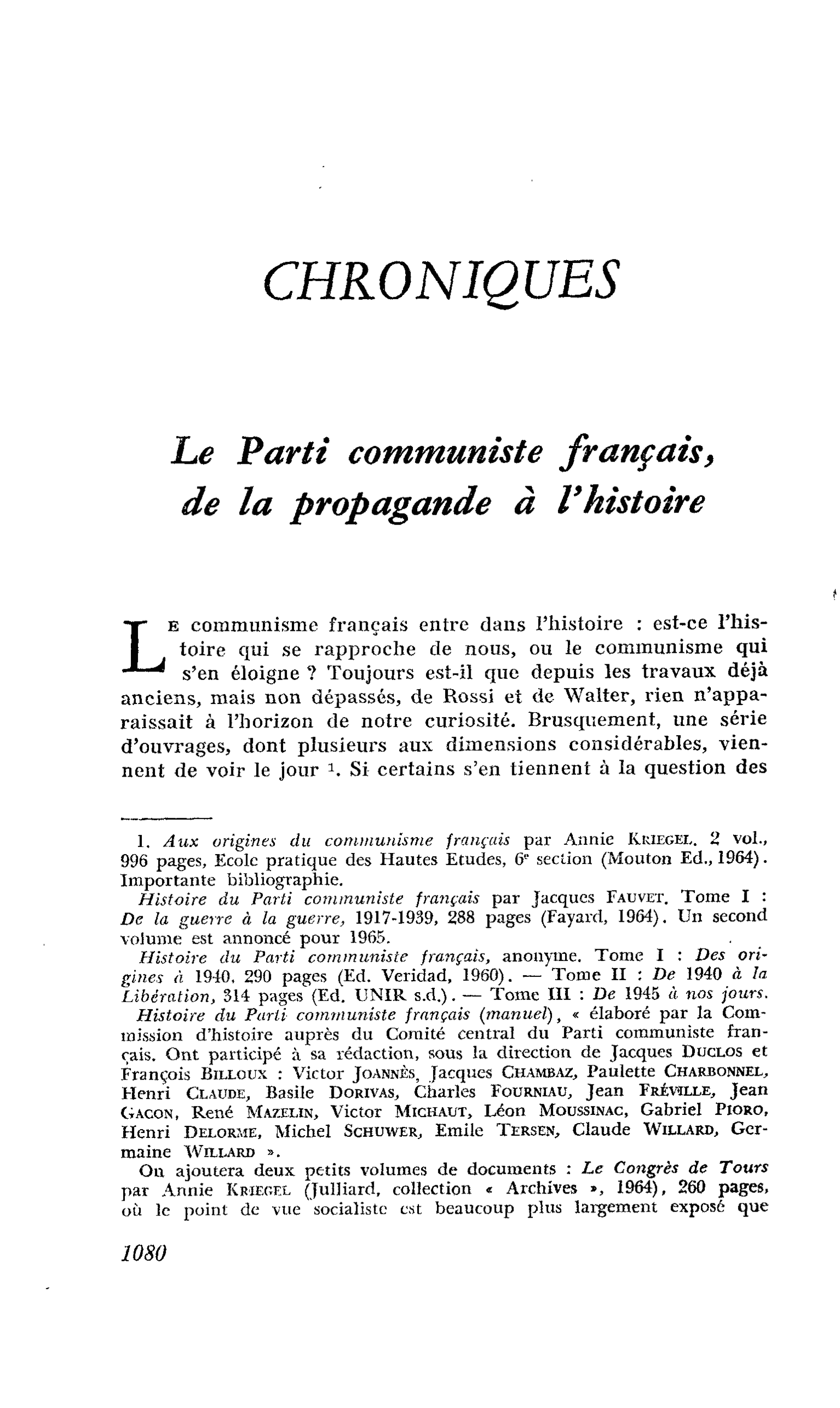 Le Parti communiste français, de la propagande à l’histoire