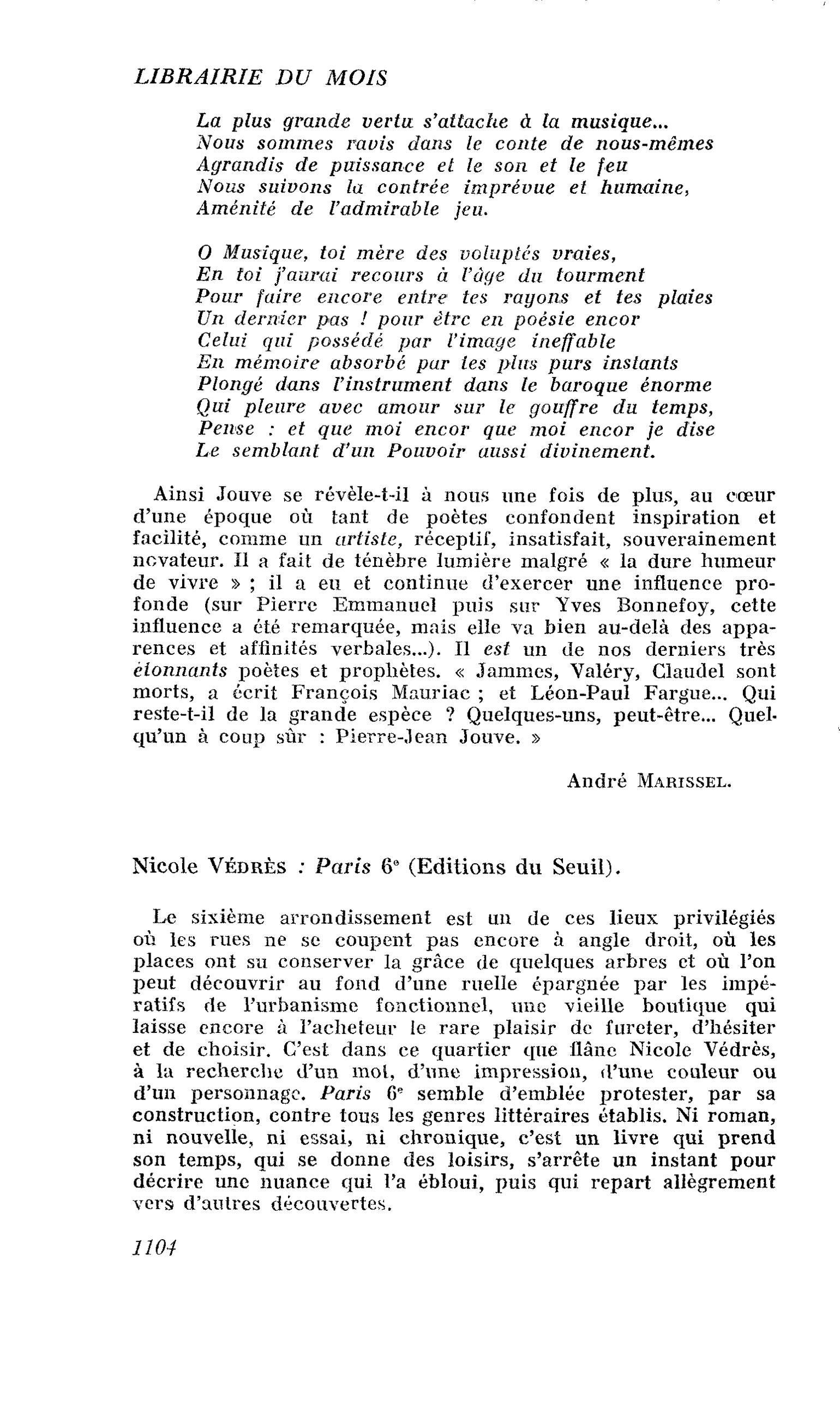 Nicole Védrès : Paris 6e