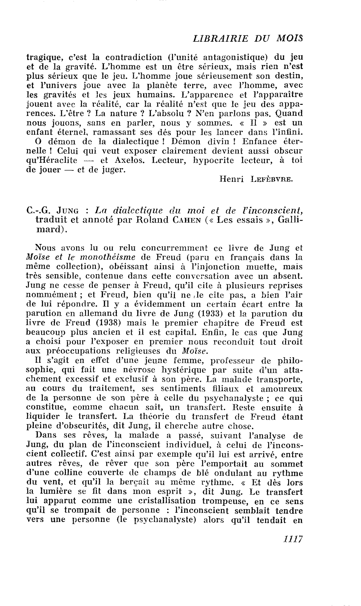 C.-.G. Jung : La dialectique du moi et de l’inconscient