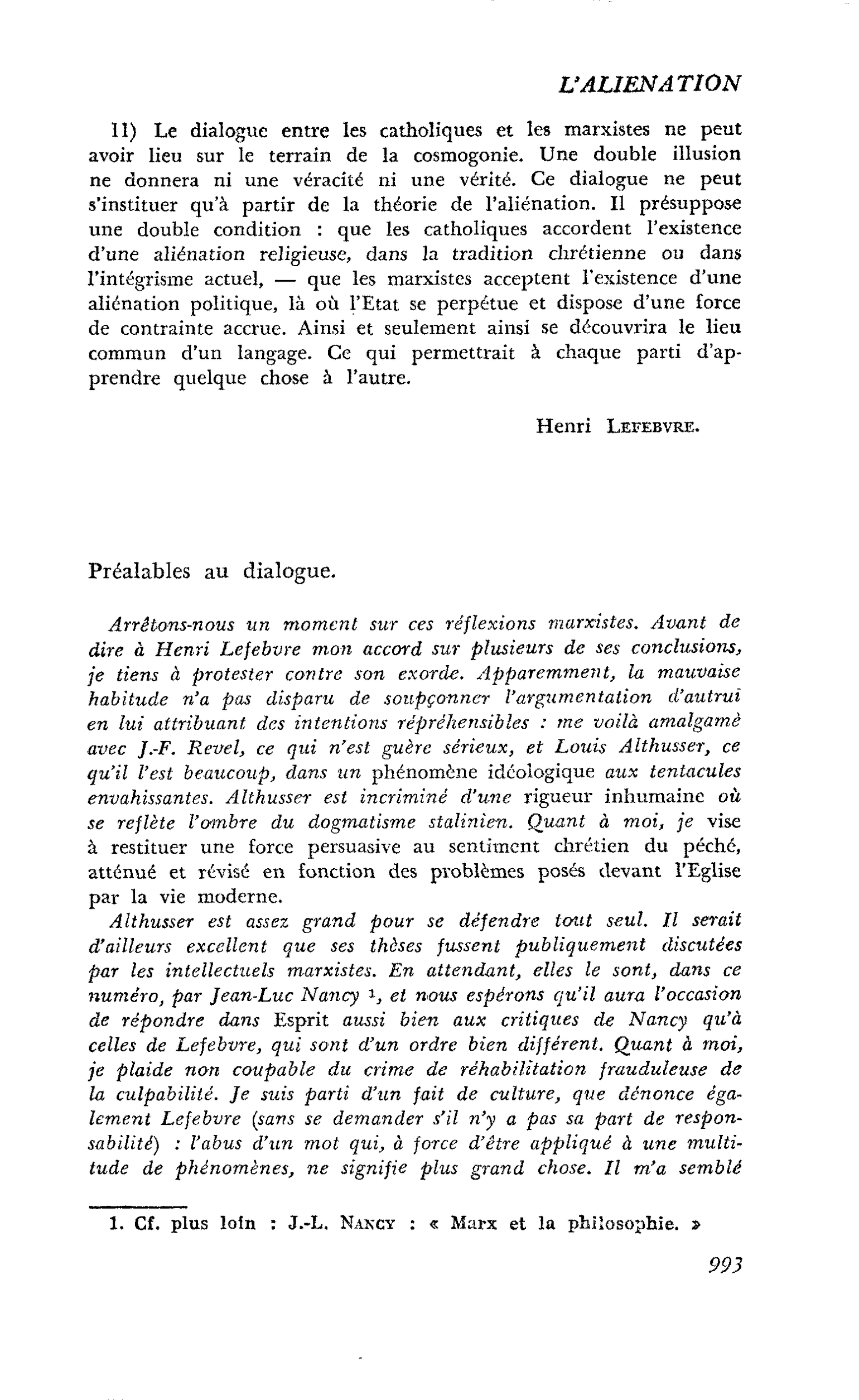 Préalables au dialogue