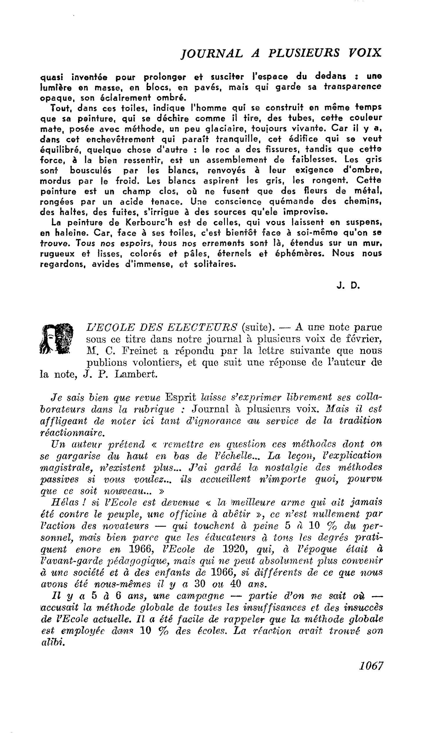 L’ECOLE DES ELECTEURS (suite)