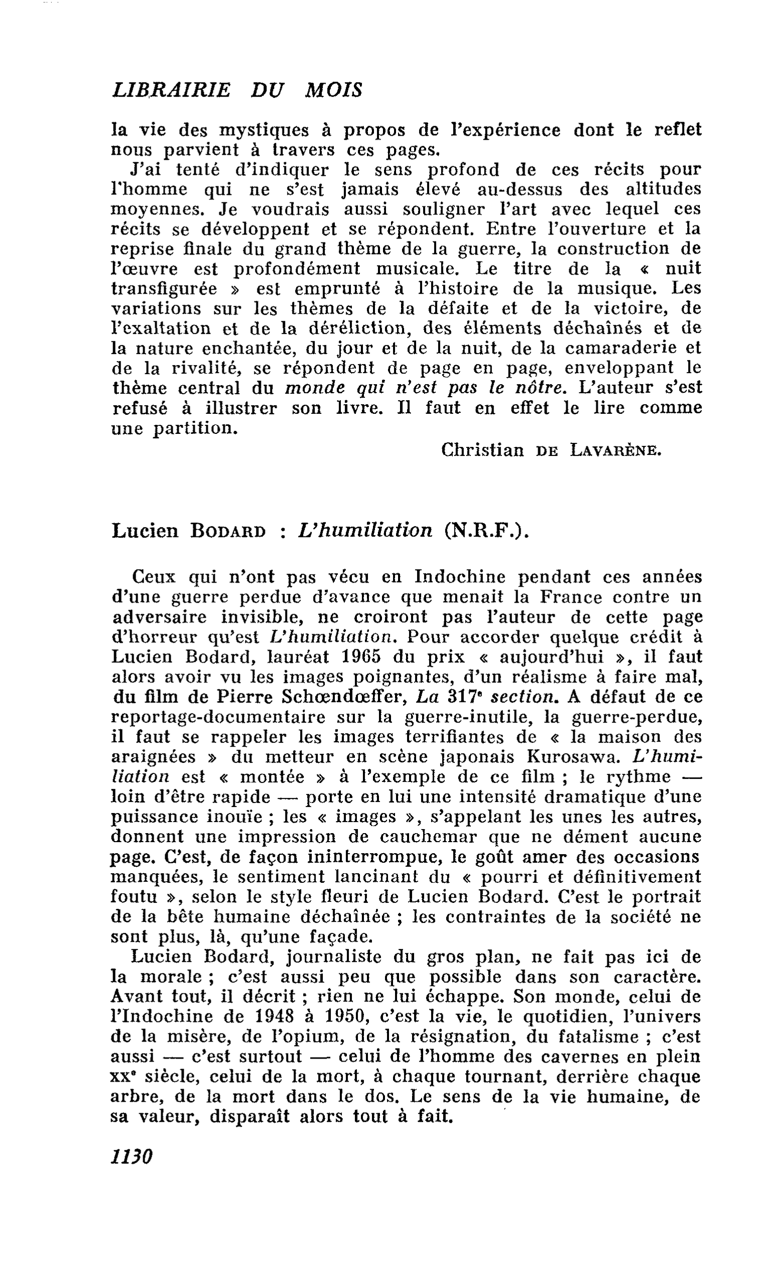 Lucien Bodard : L’humiliation