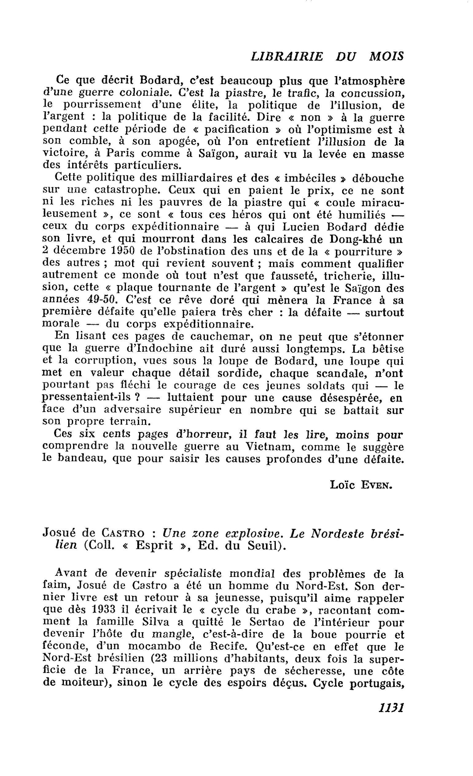 Josué de Castro : Une zone explosive. Le Nordeste brésilien