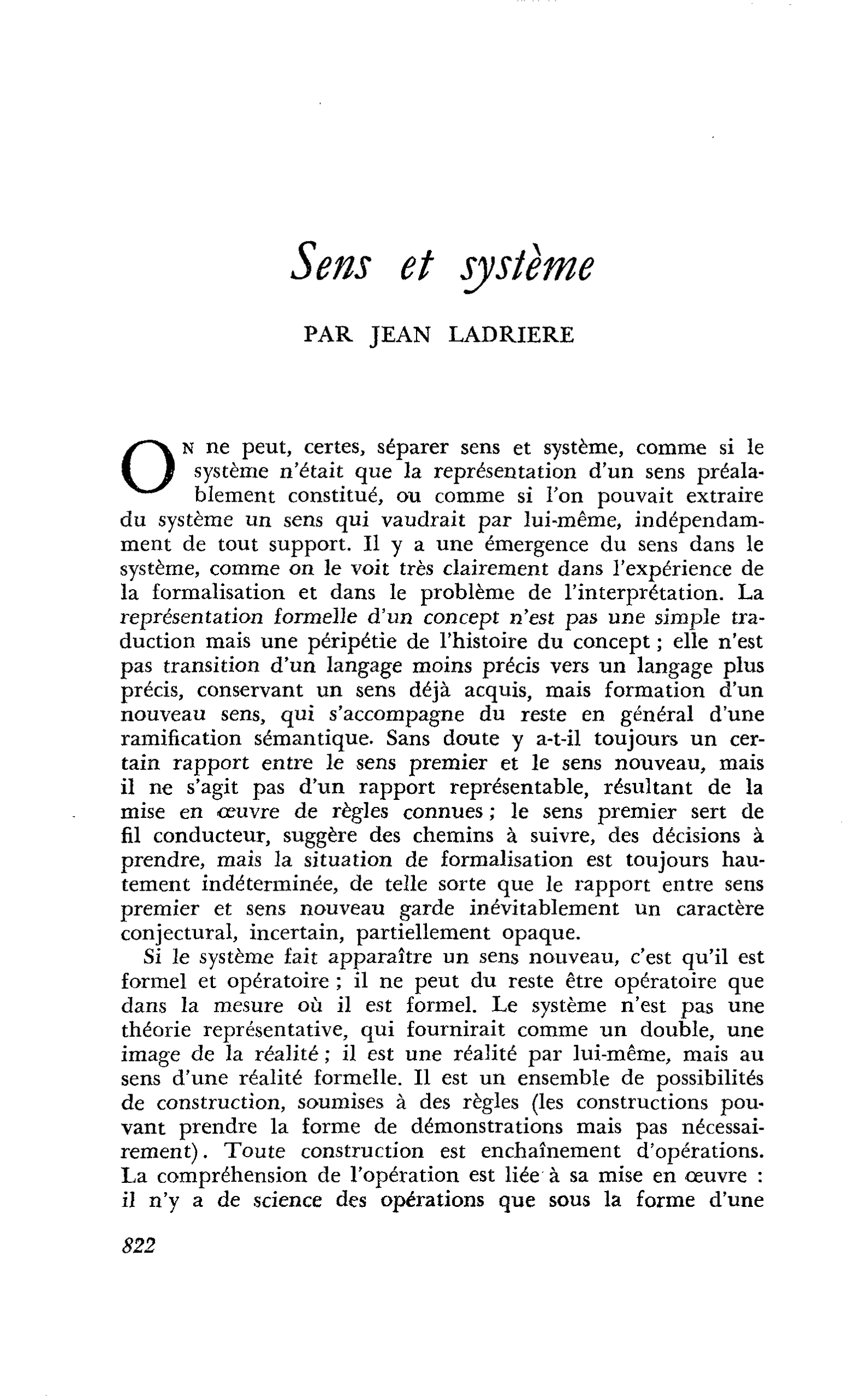 Sens et système