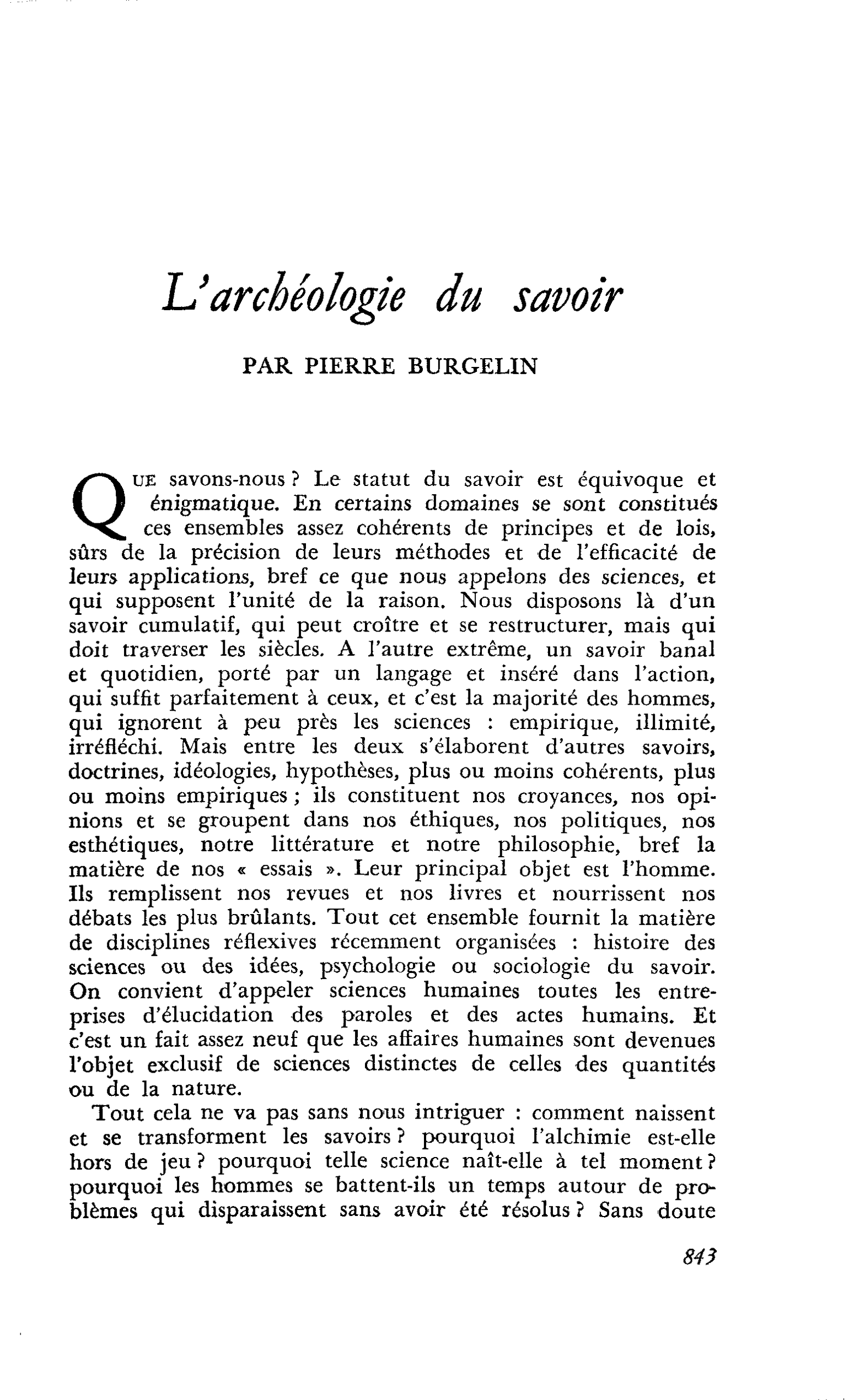 L’archéologie du savoir
