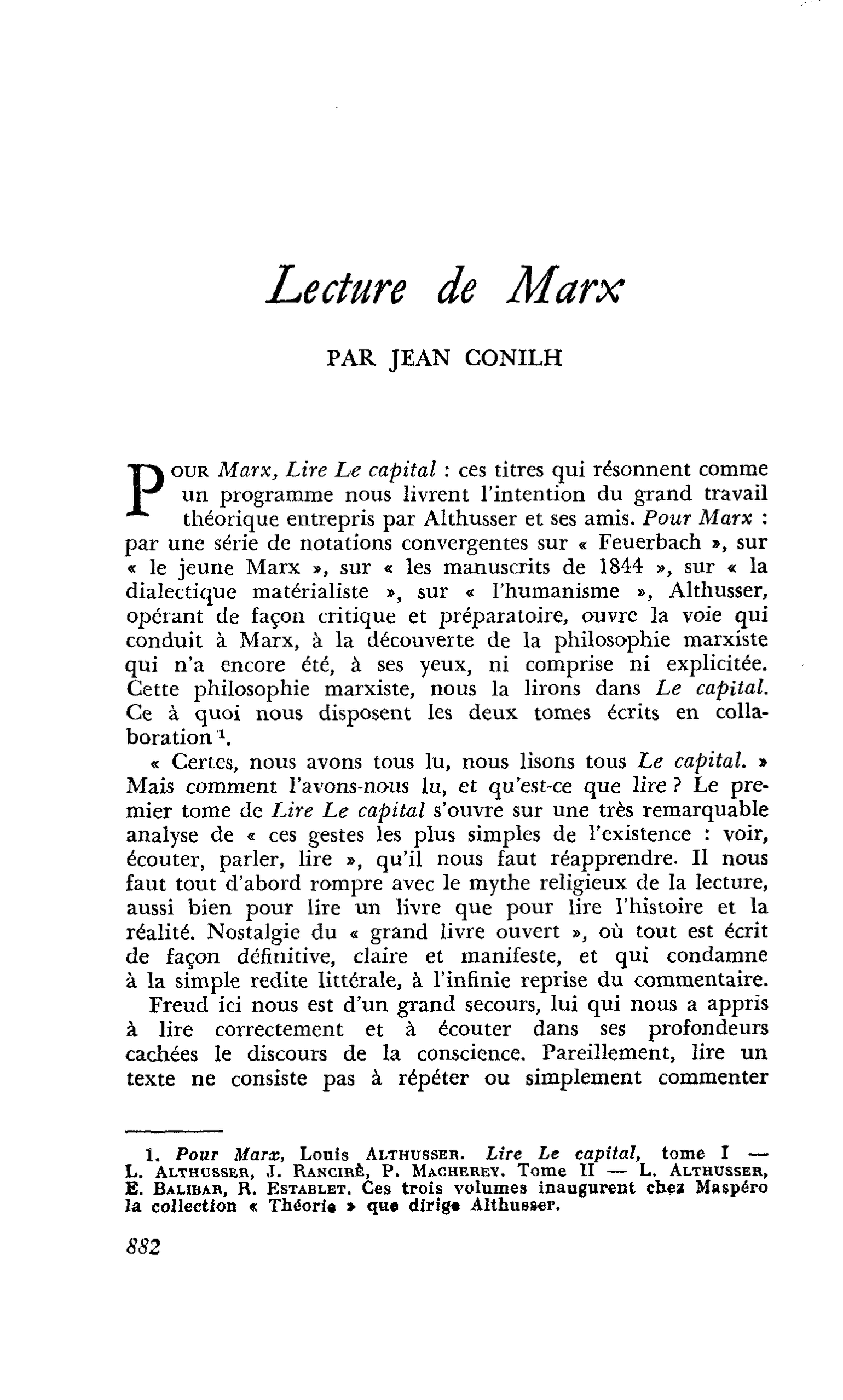 Lecture de Marx