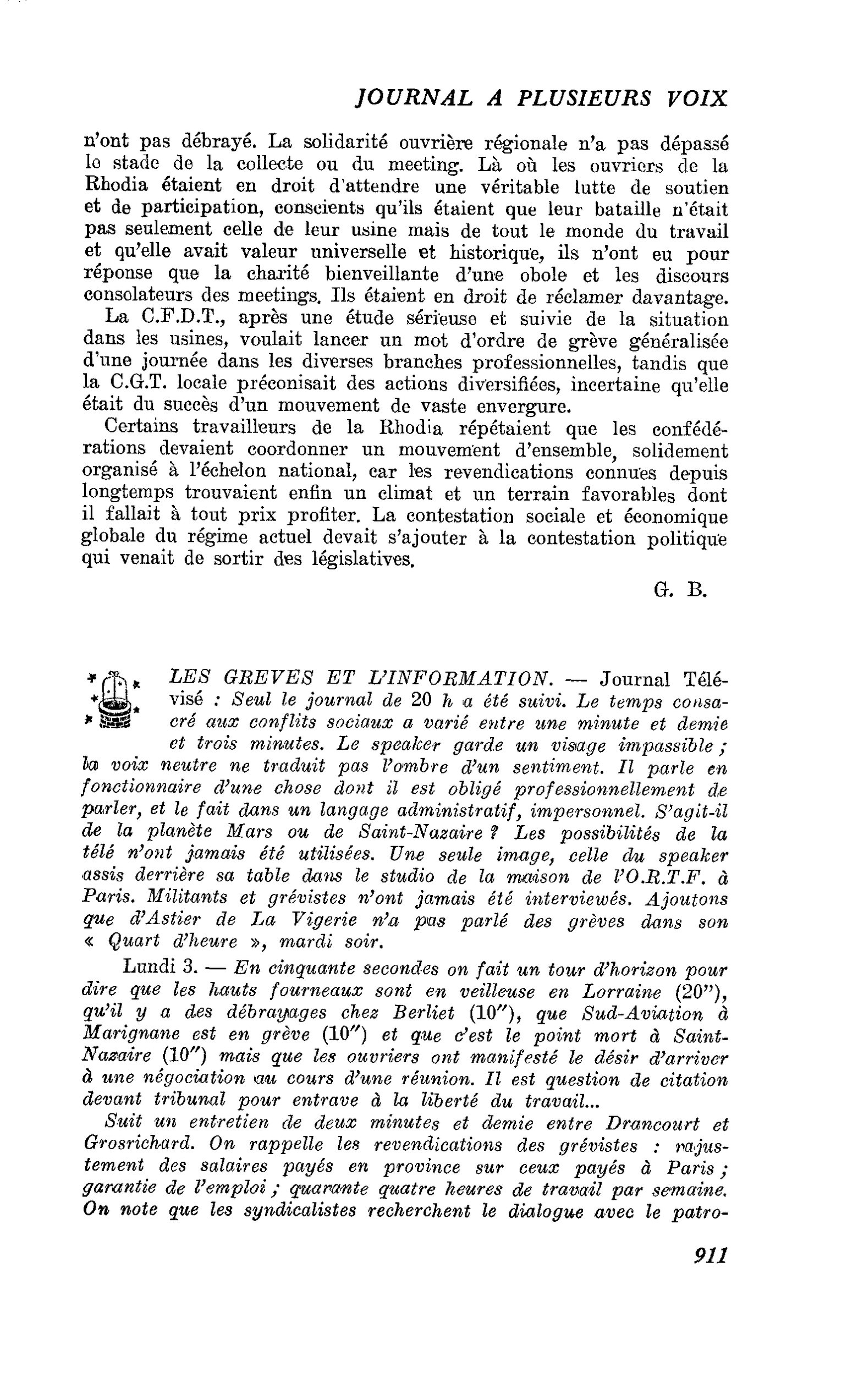 LES GREVES ET L’INFORMATION