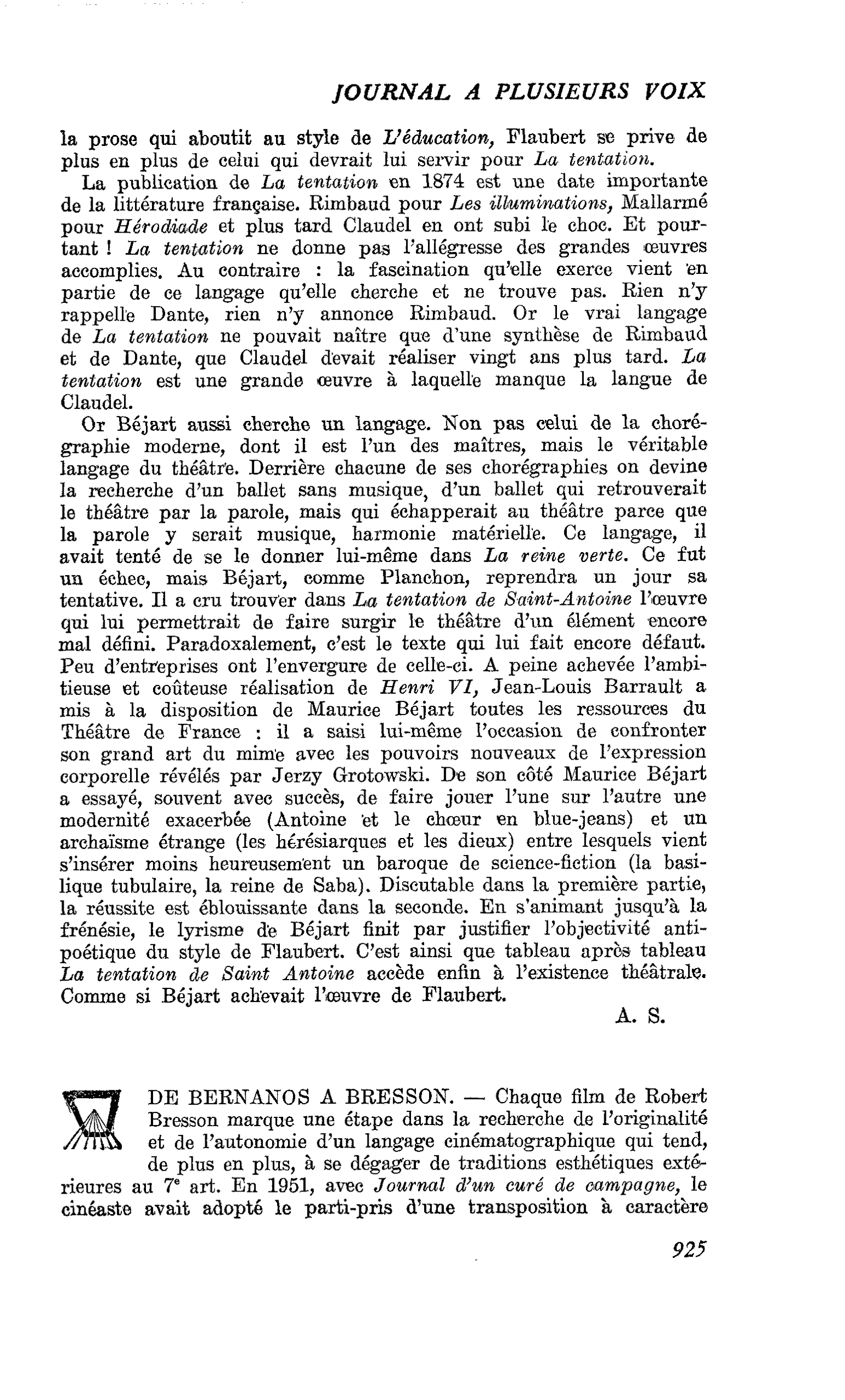 DE BERNANOS A BRESSON