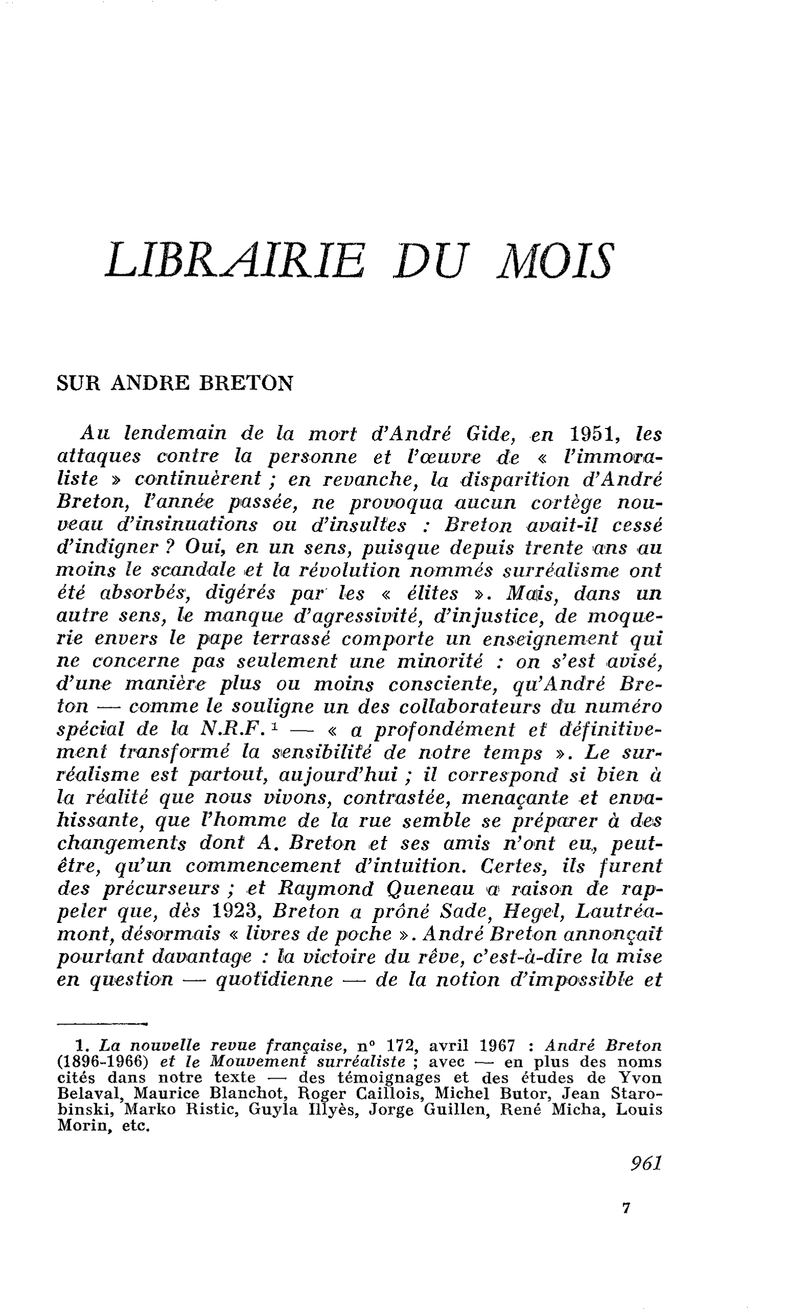 SUR ANDRE BRETON