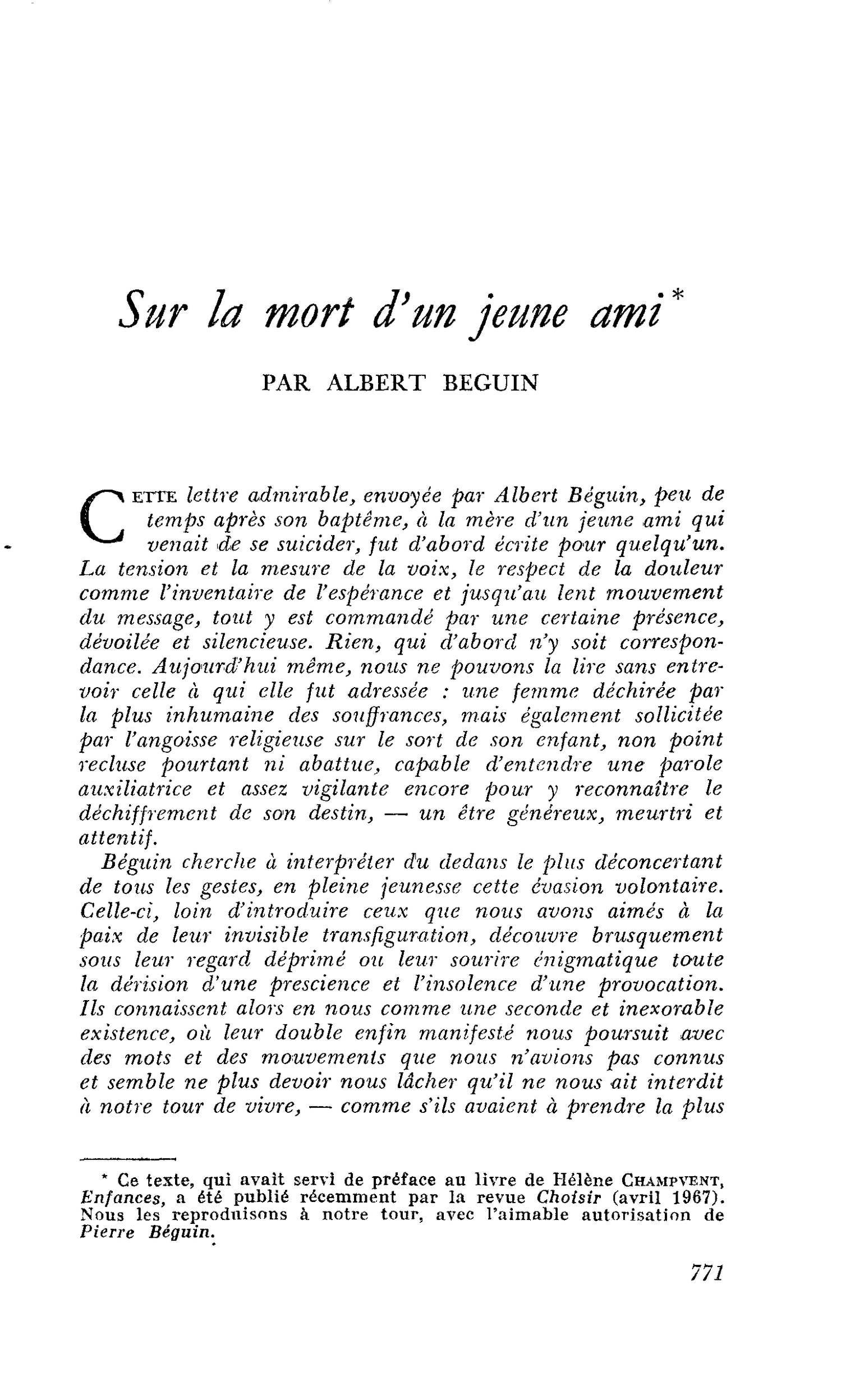 Sur la mort d’un jeune ami