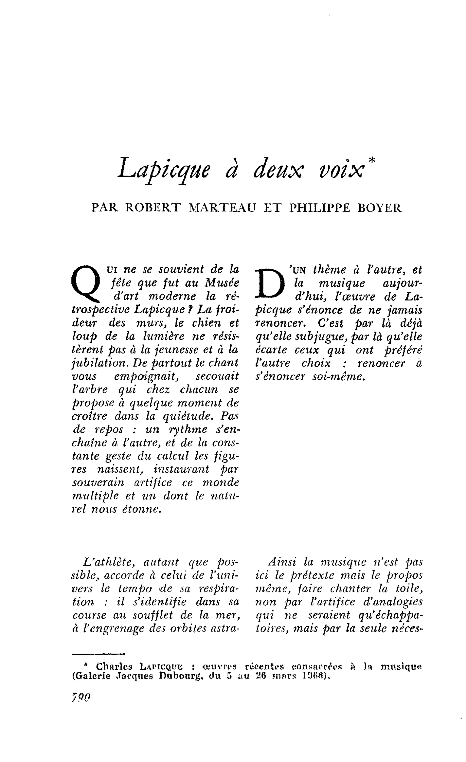 Lapicque à deux voix