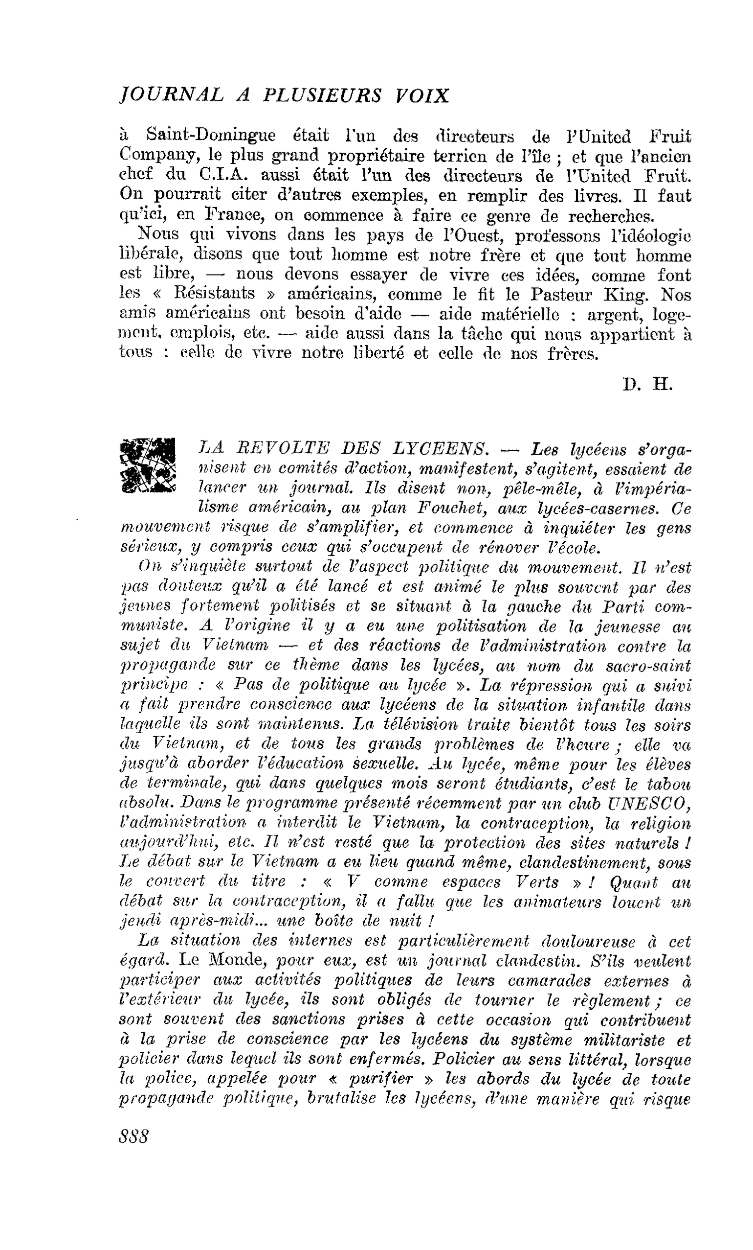 LA REVOLTE DES LYCEENS