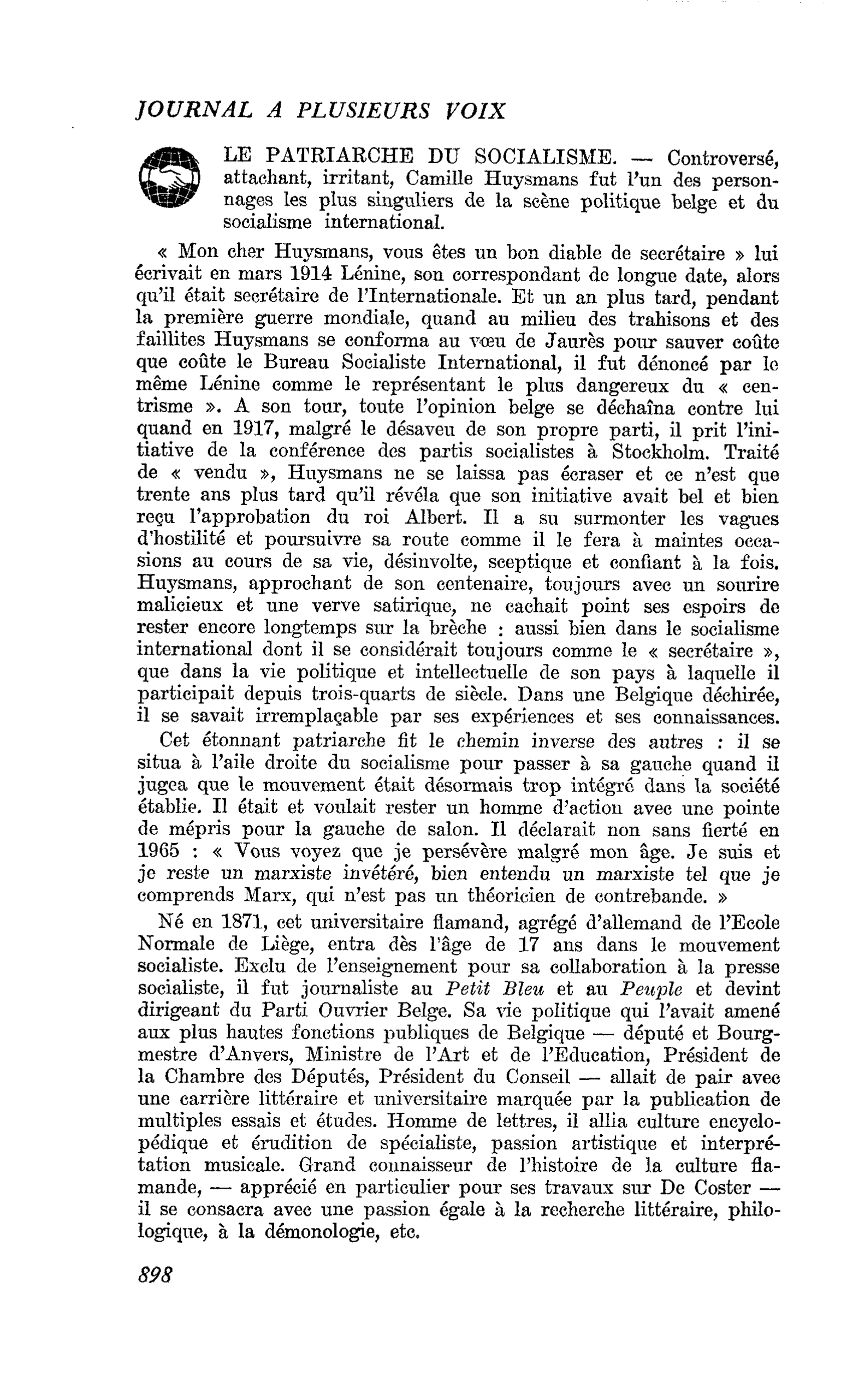LE PATRIARCHE DU SOCIALISME