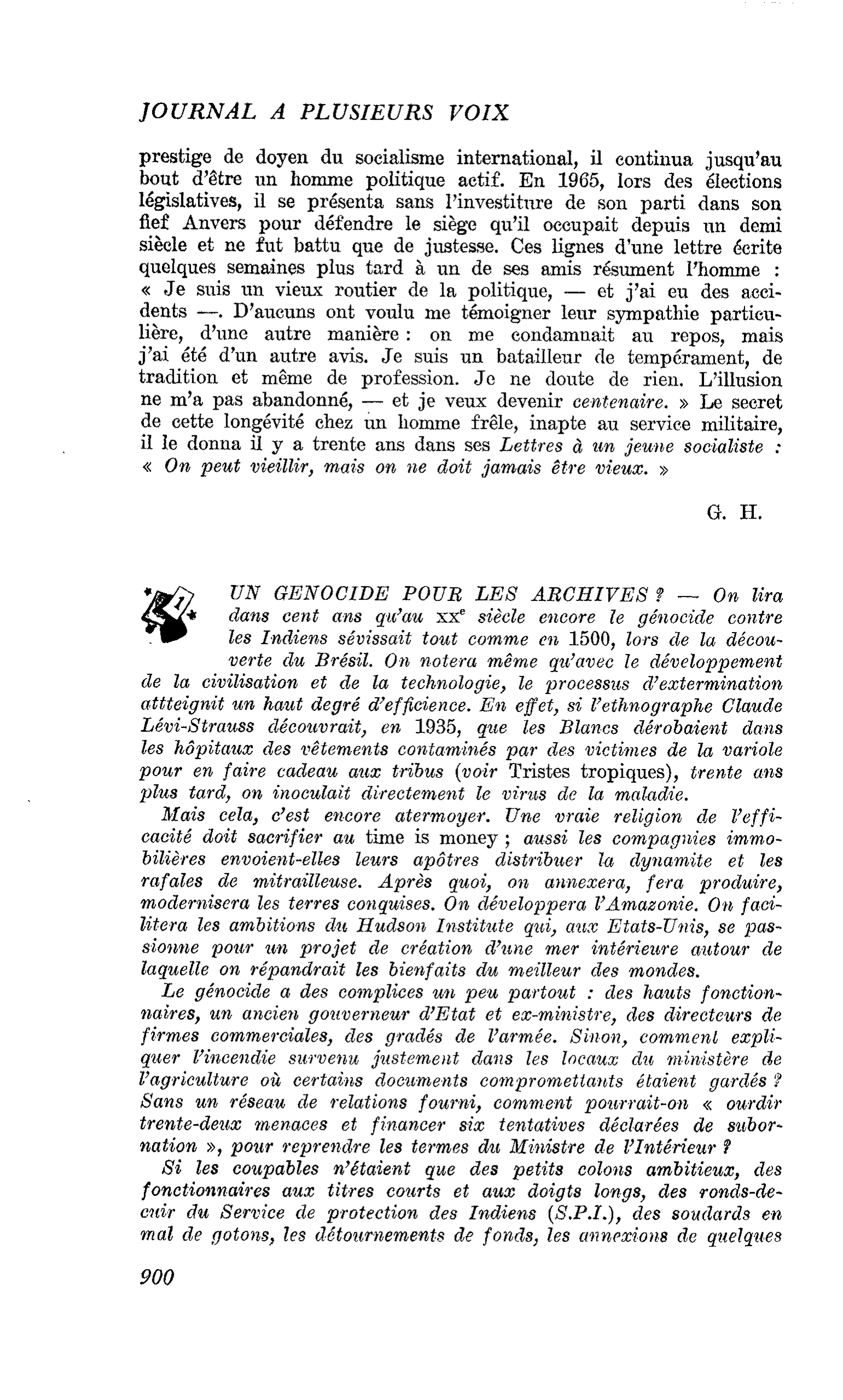 UN GENOCIDE POUR LES ARCHIVES ?