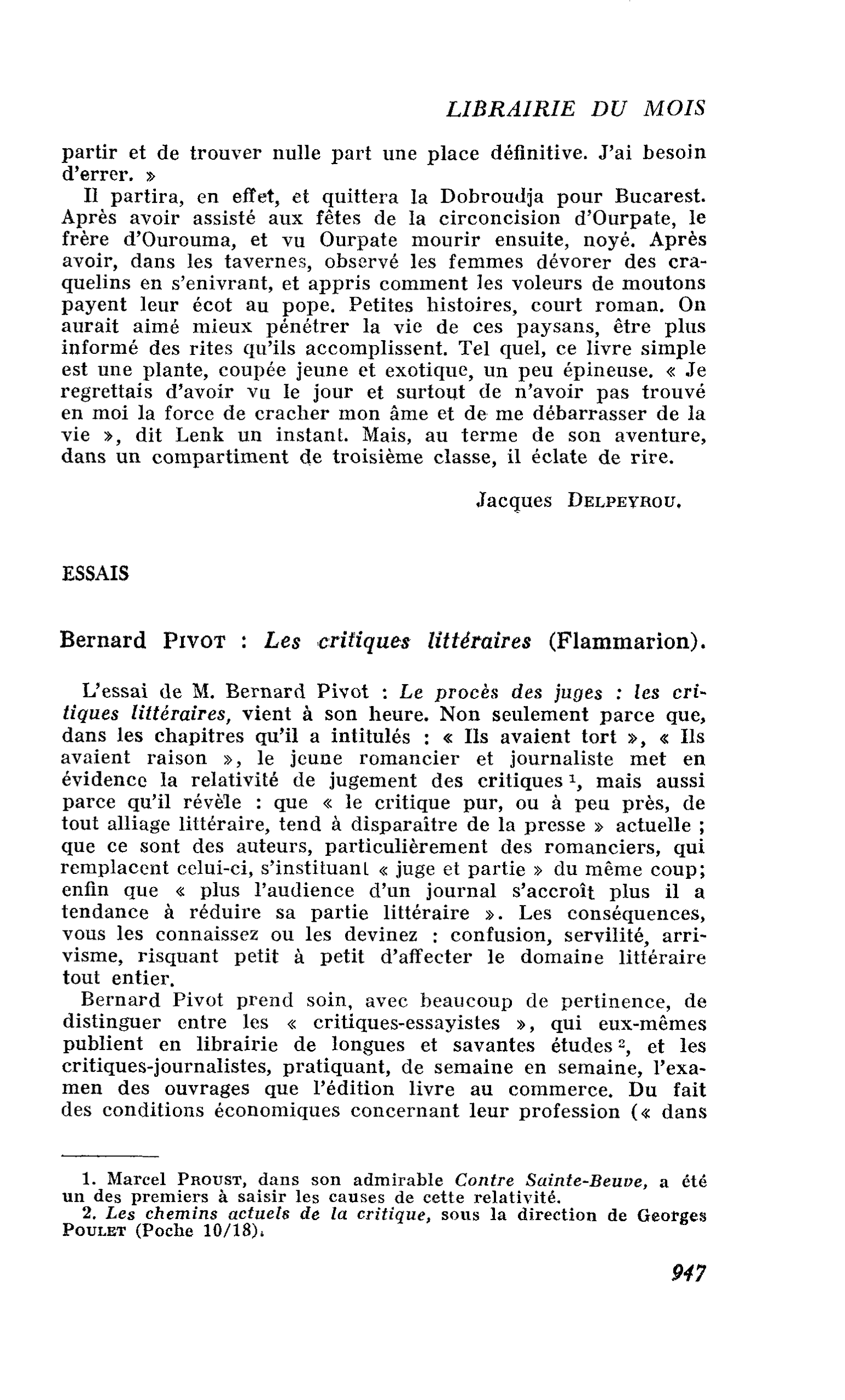 Bernard Pivot : Les critiques littéraires