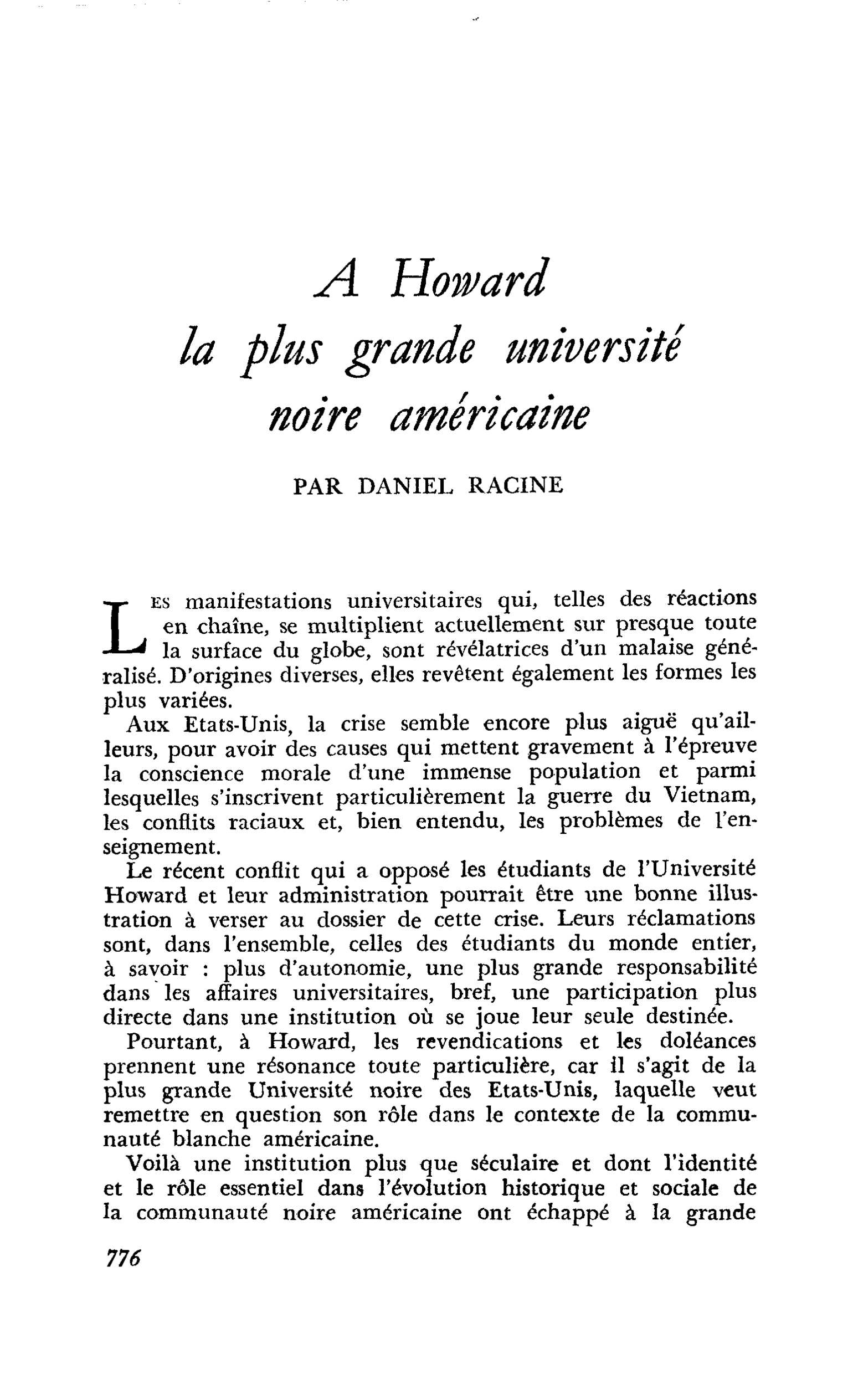 A Howard la plus grande université noire américaine