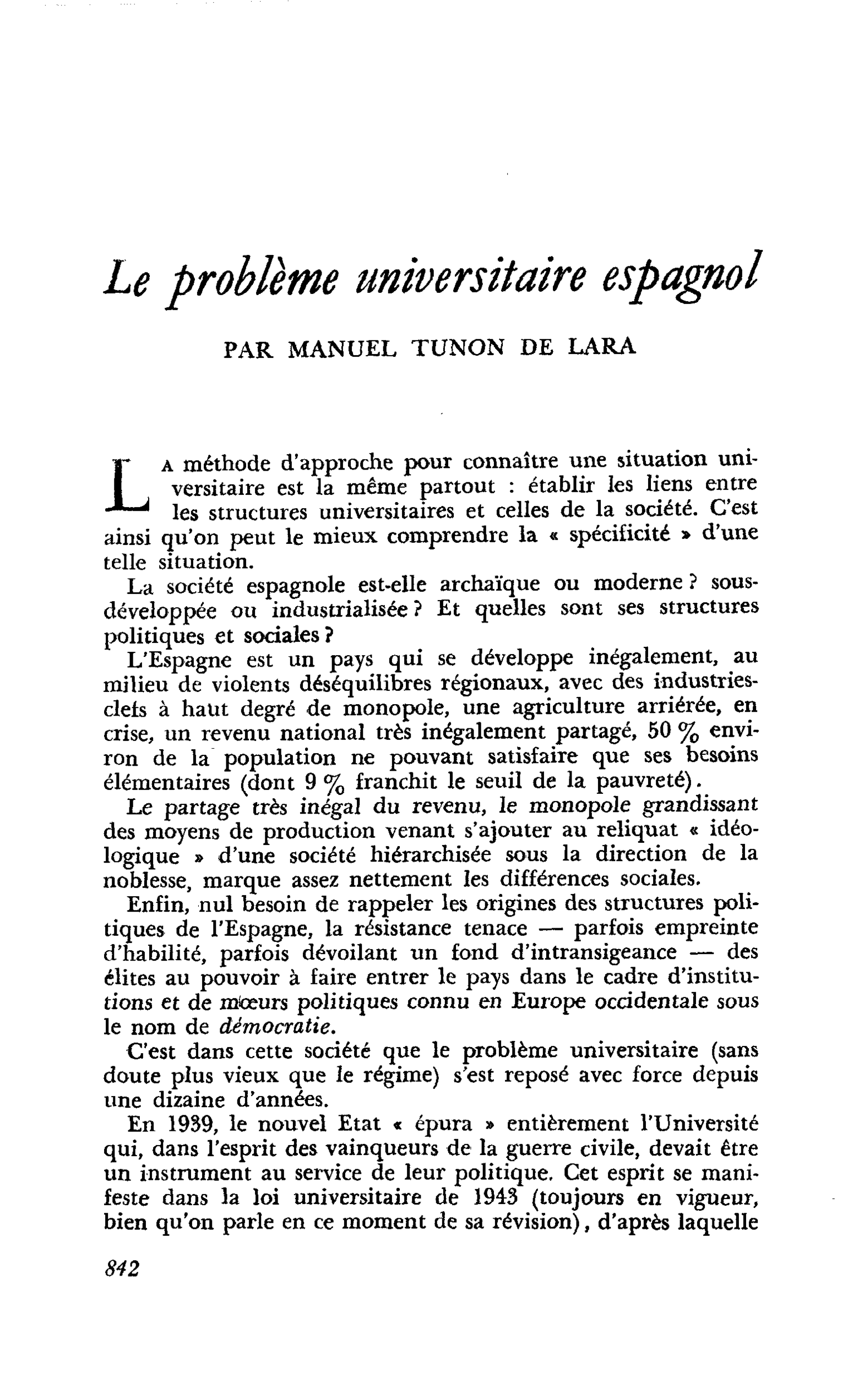 Le problème universitaire espagnol
