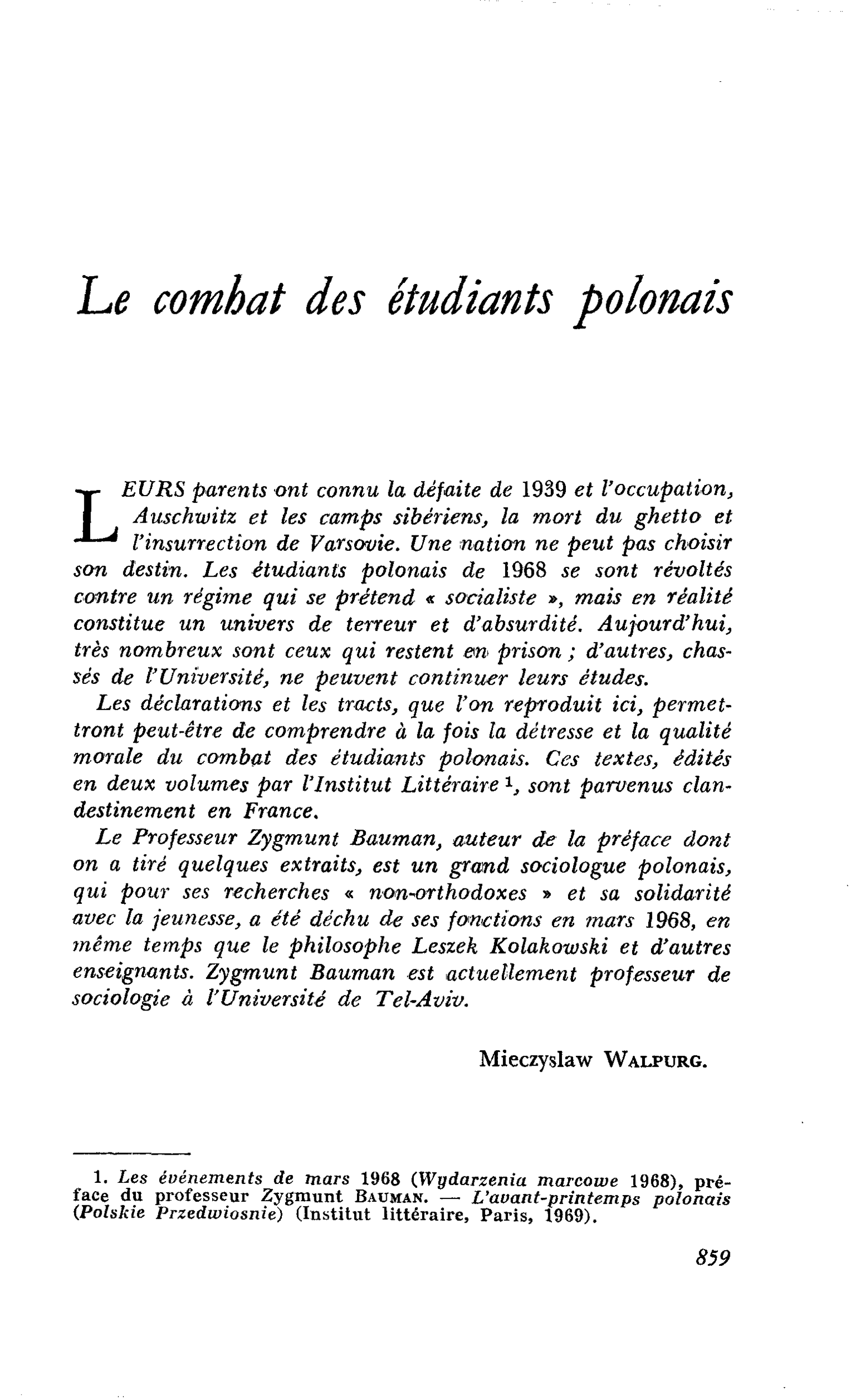 Le combat des étudiants polonais