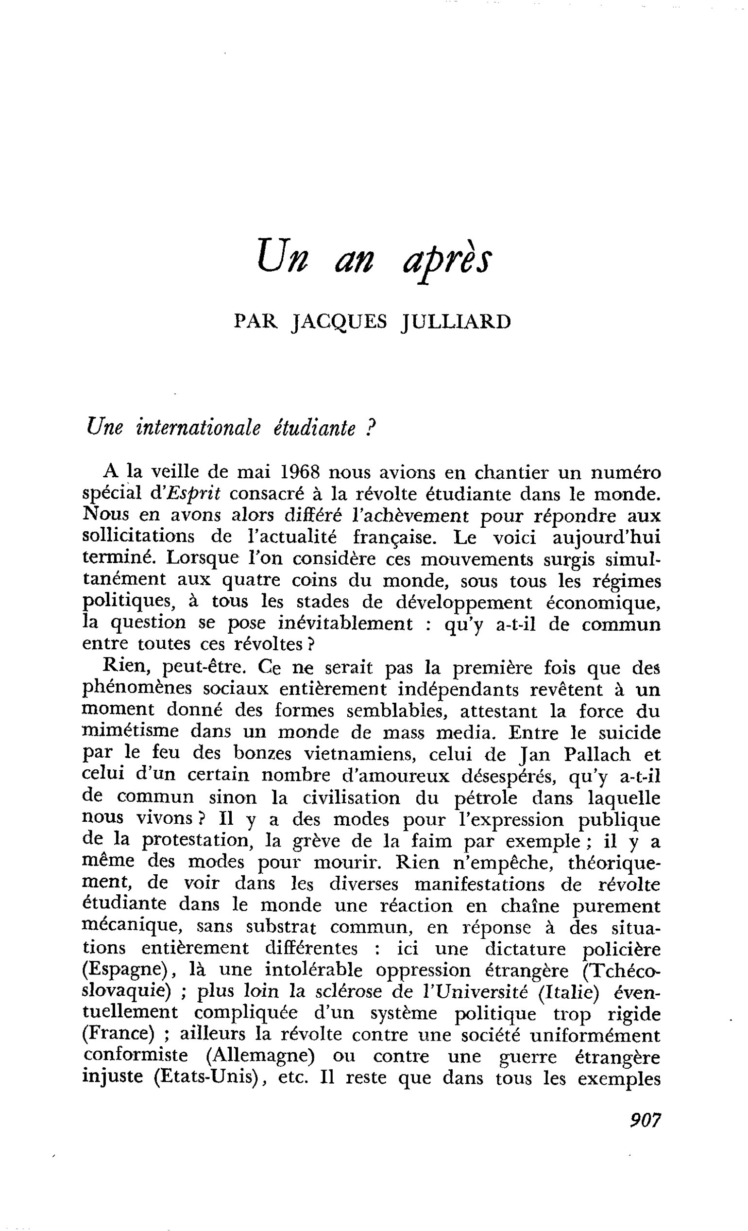 Un an après