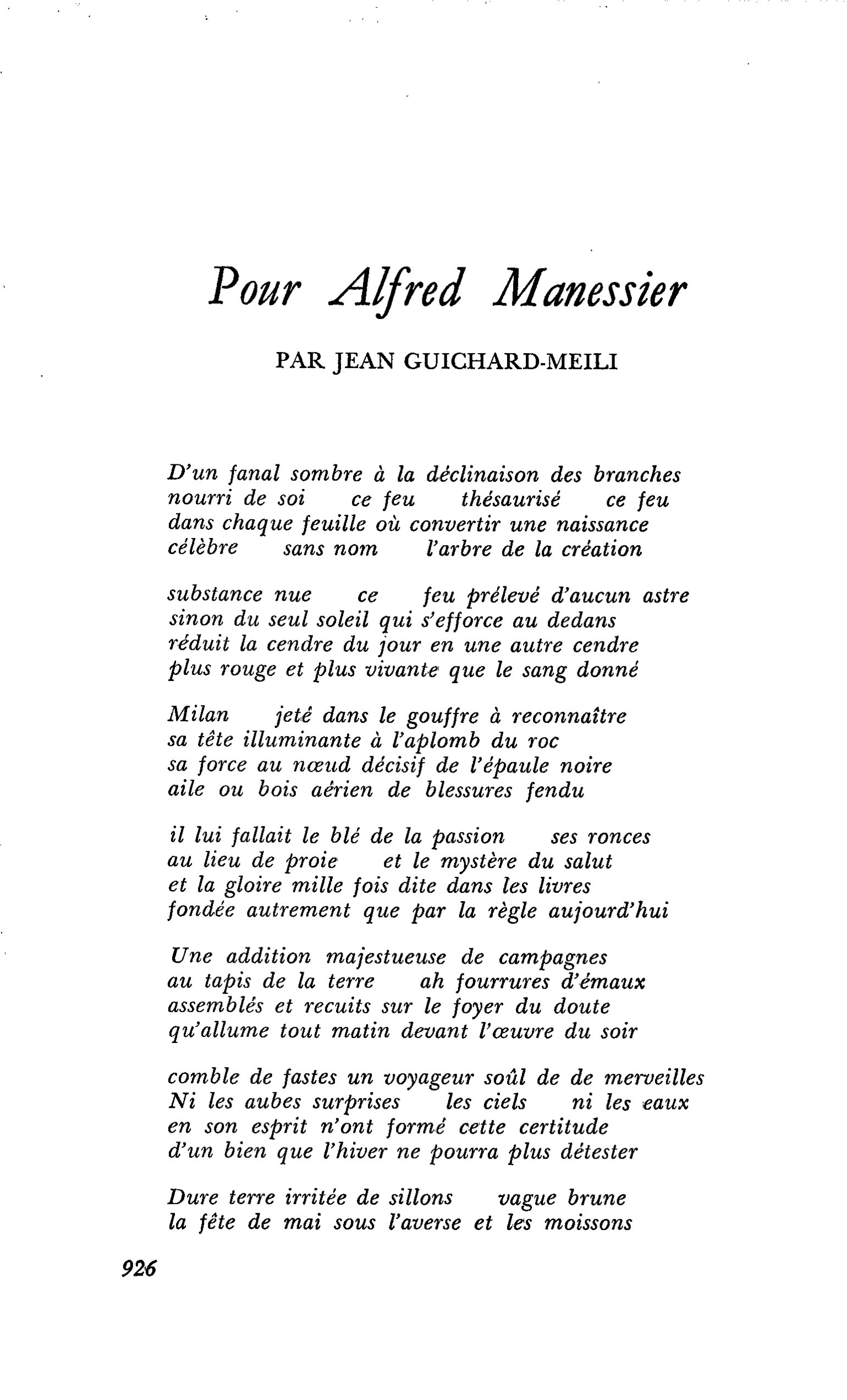Pour Alfred Manessier