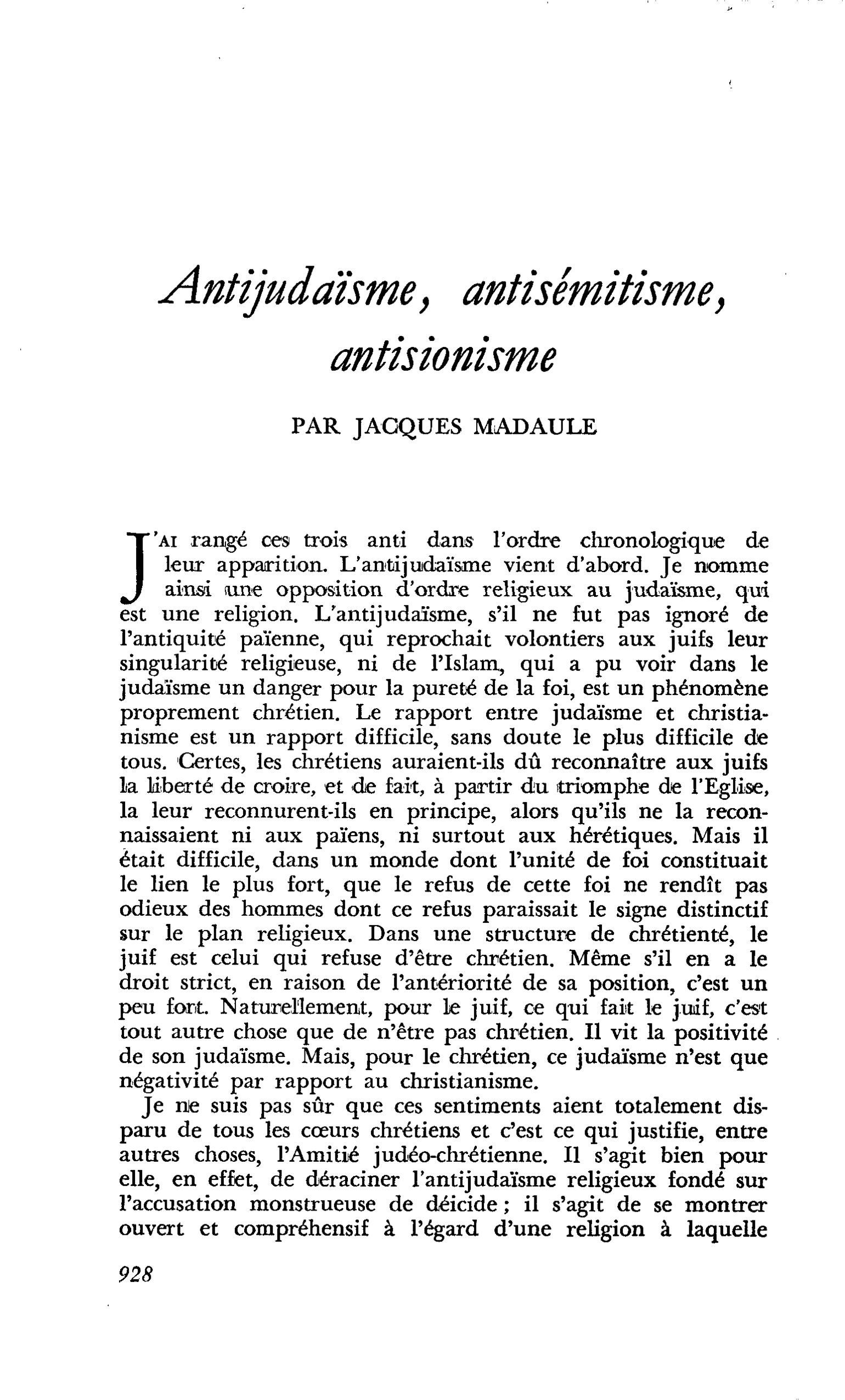 Antijudaïsme, antisémitisme, antisionisme