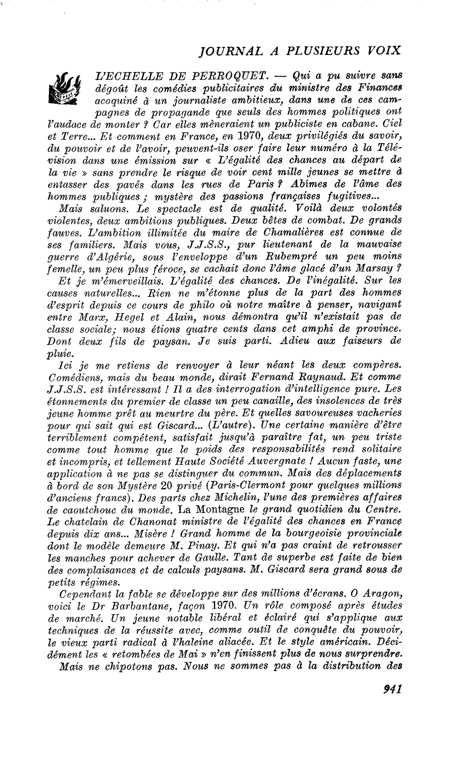 L’ECHELLE DE PERROQUET