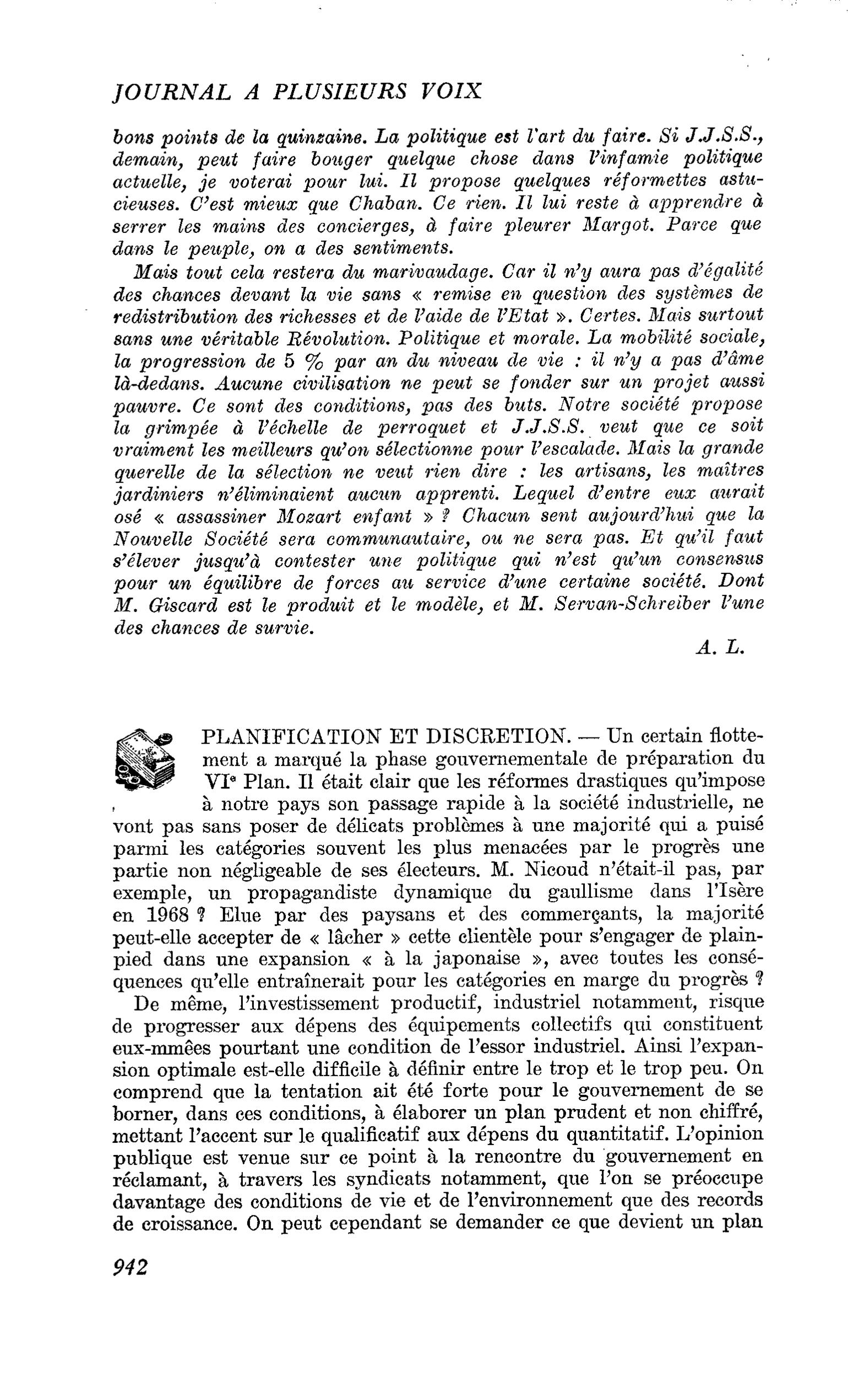 PLANIFICATION ET DISCRETION