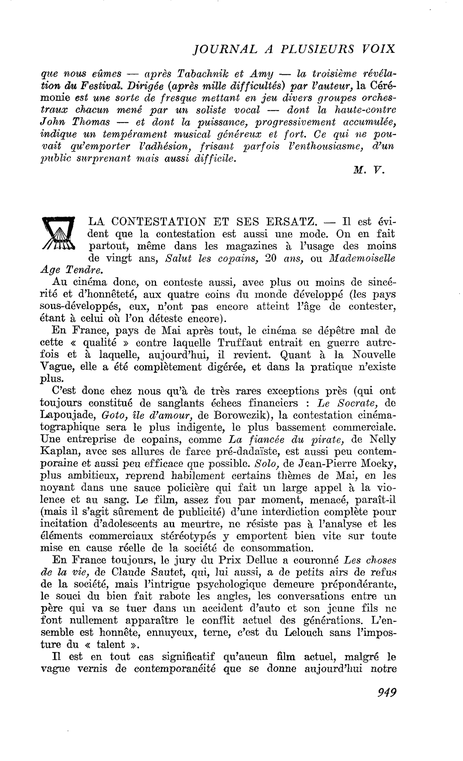 LA CONTESTATION ET SES ERSATZ