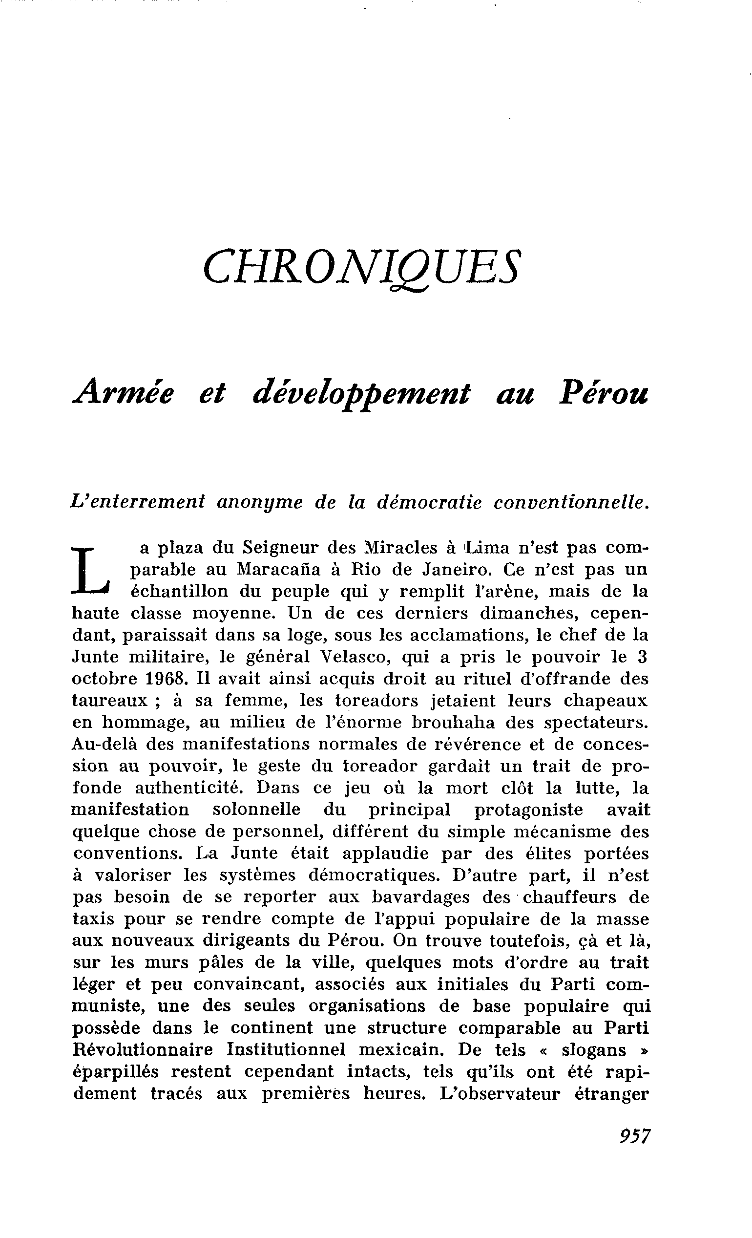 Armée et développement au Pérou