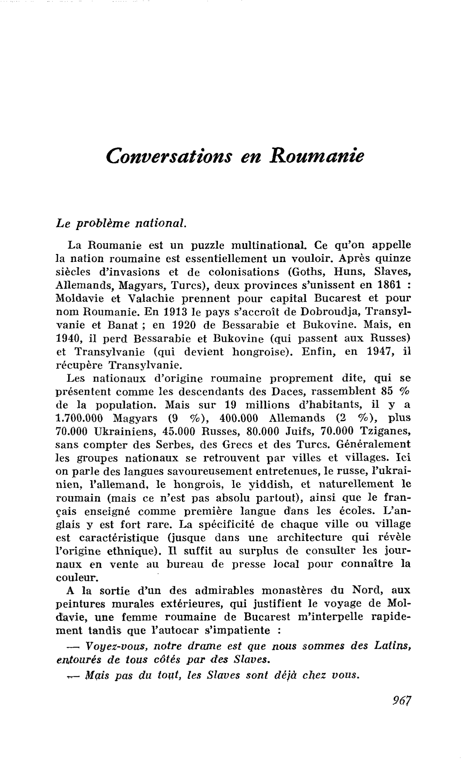 Conversations en Roumanie