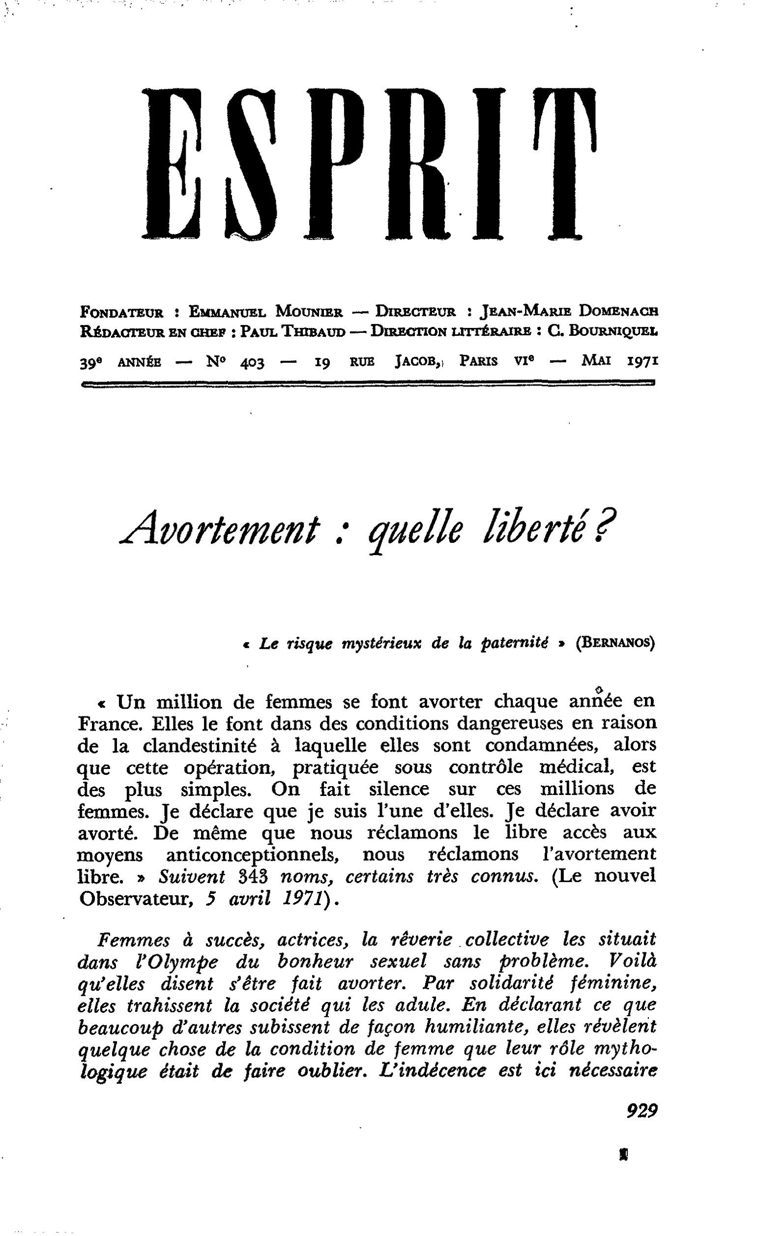 Avortement : quelle liberté ?