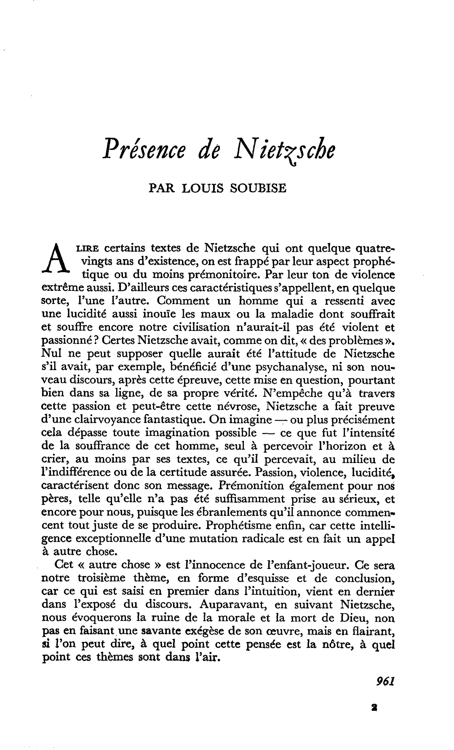 Présence de Nietzsche