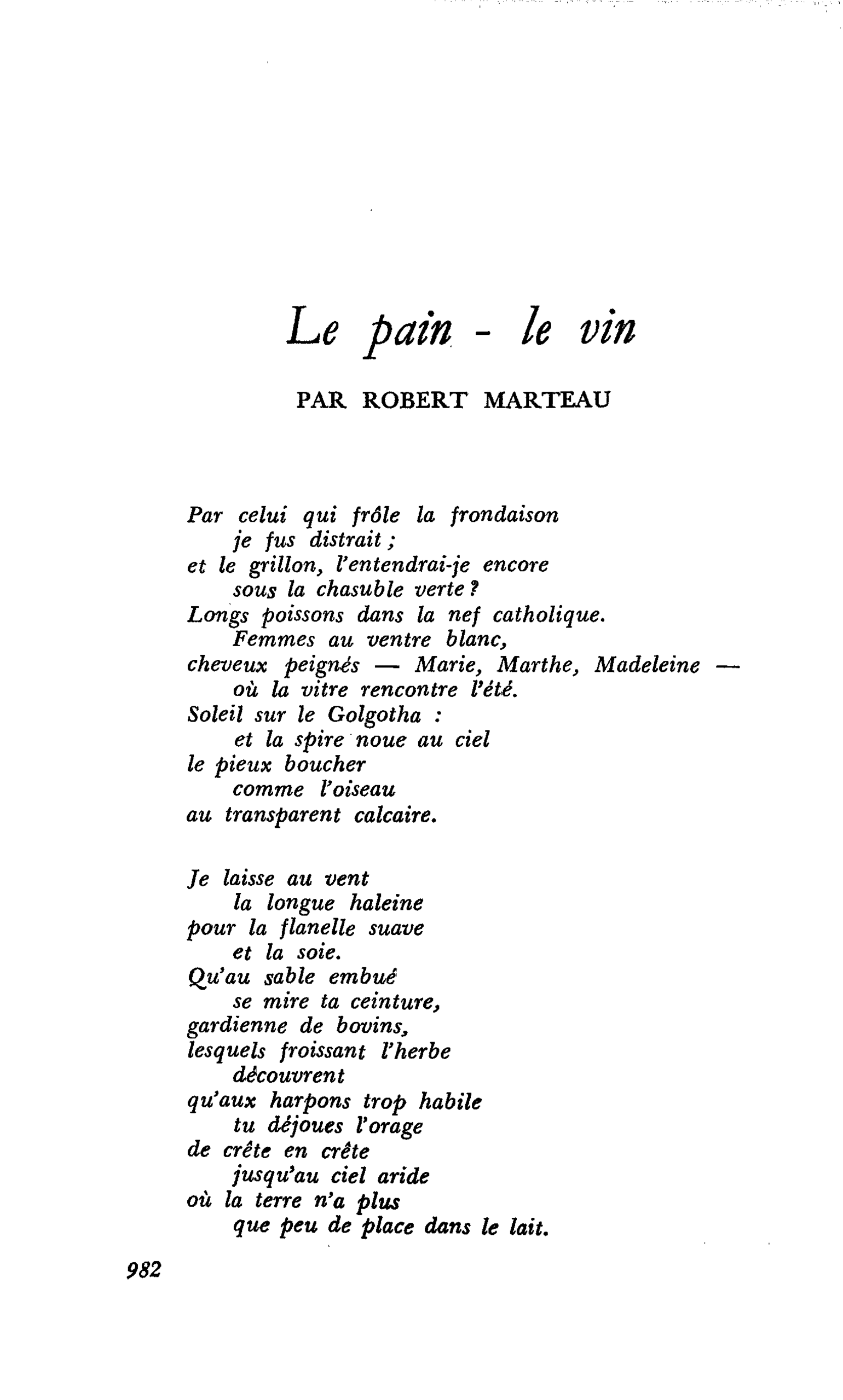 Le pain - le vin
