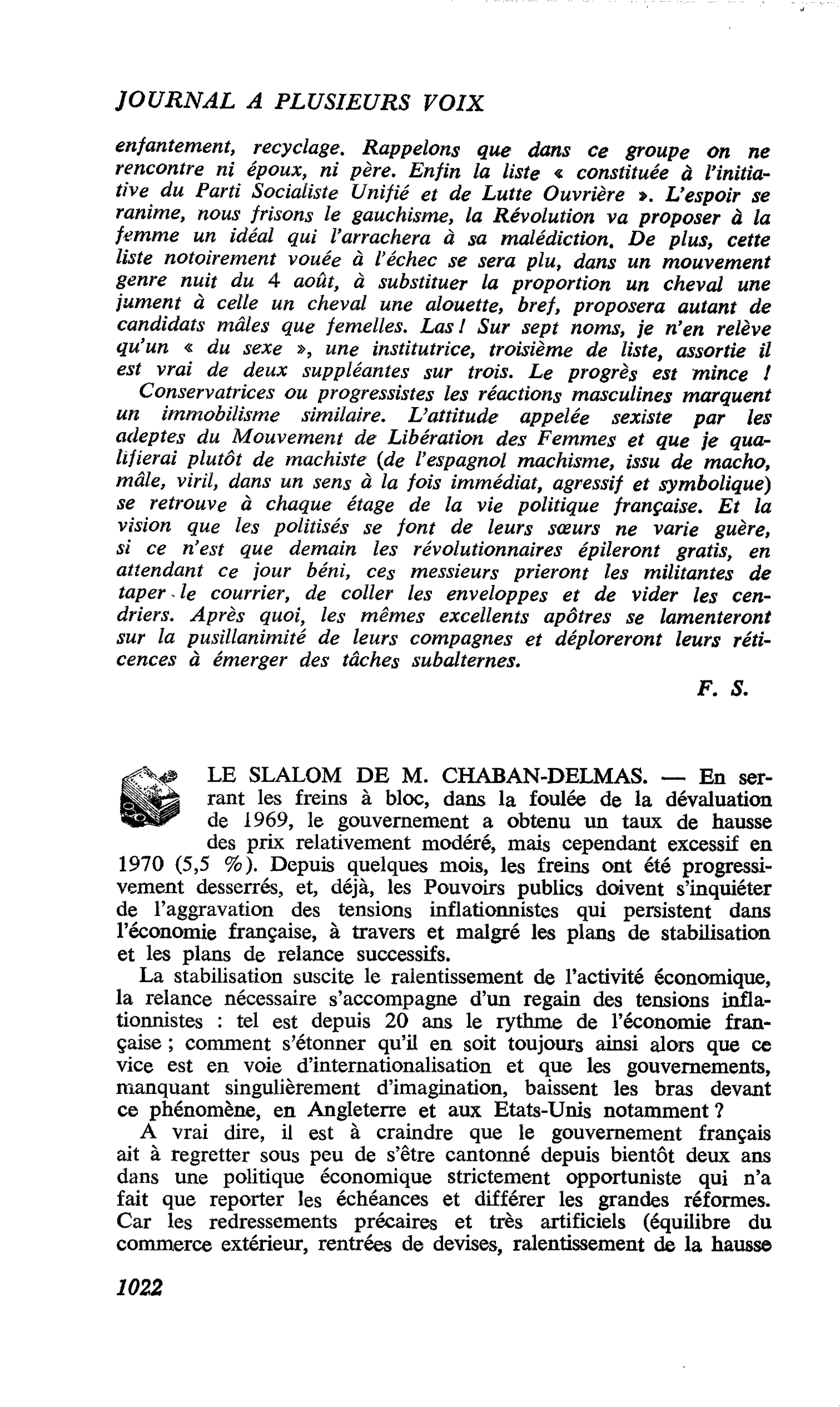 LE SLALOM DE M. CHABAN-DELMAS