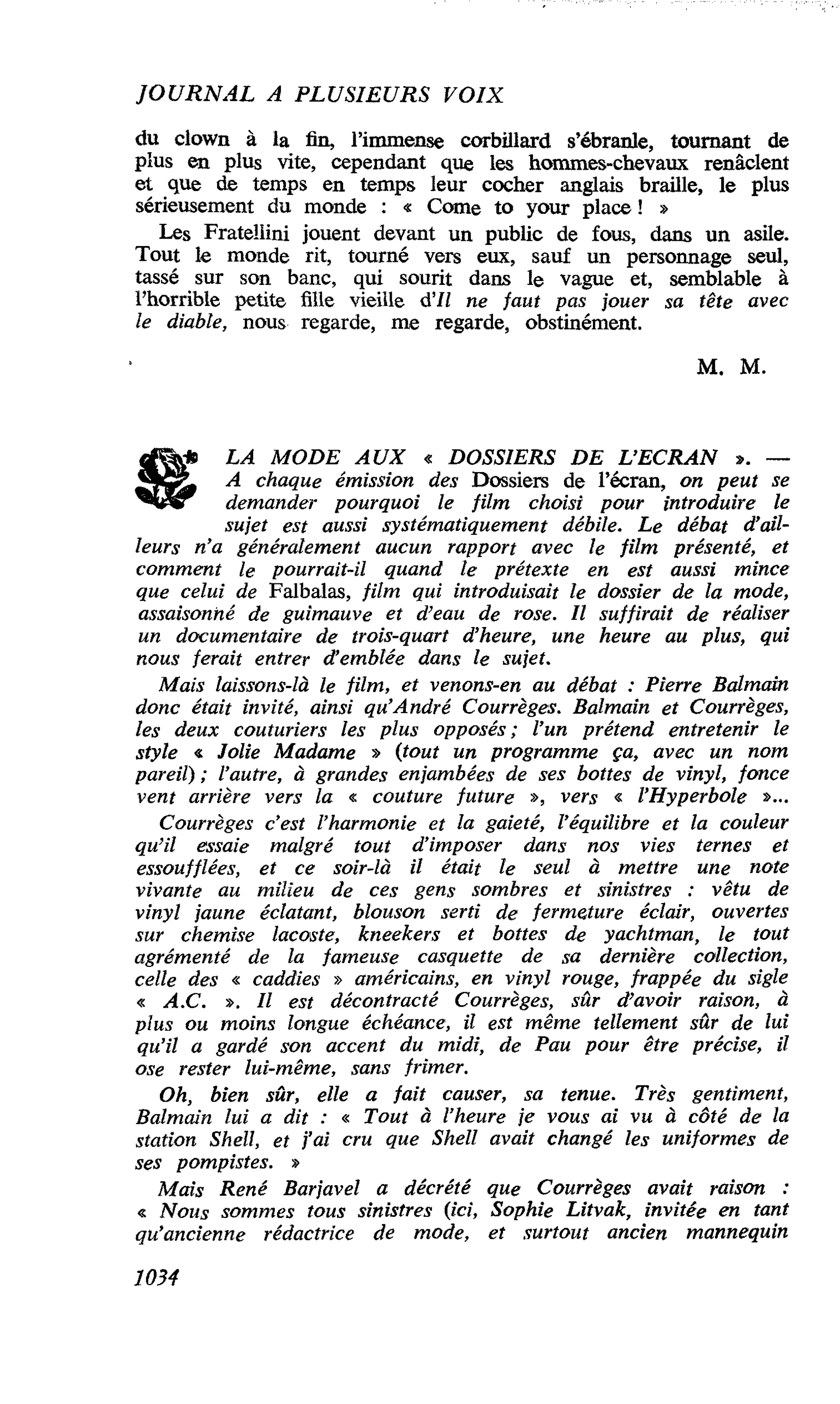 LA MODE AUX « DOSSIERS DE L’ECRAN »